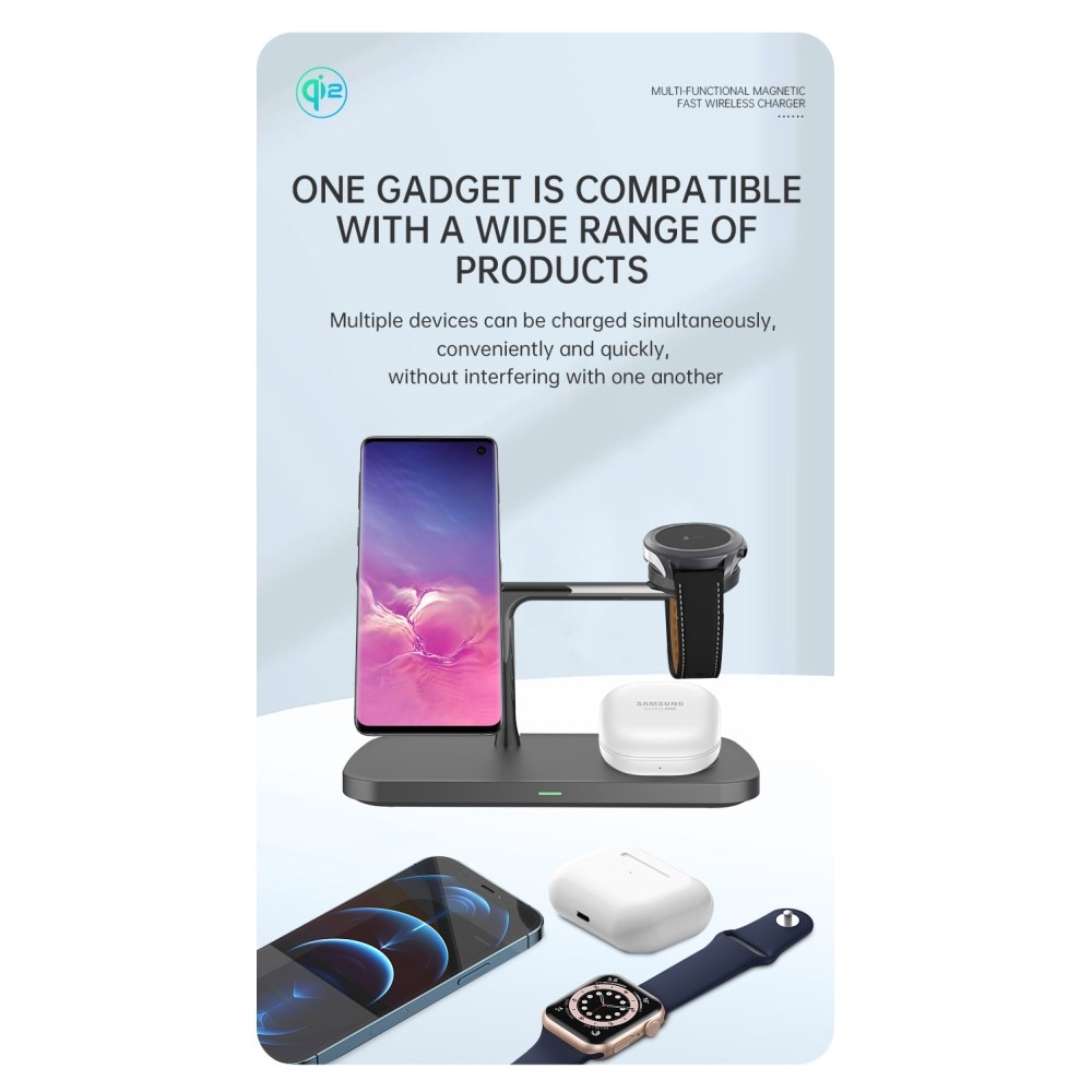 Apple iPhone 15 Pro Max Station de Charge Sans Fil 3-en-1 Qi2 MagSafe, noir