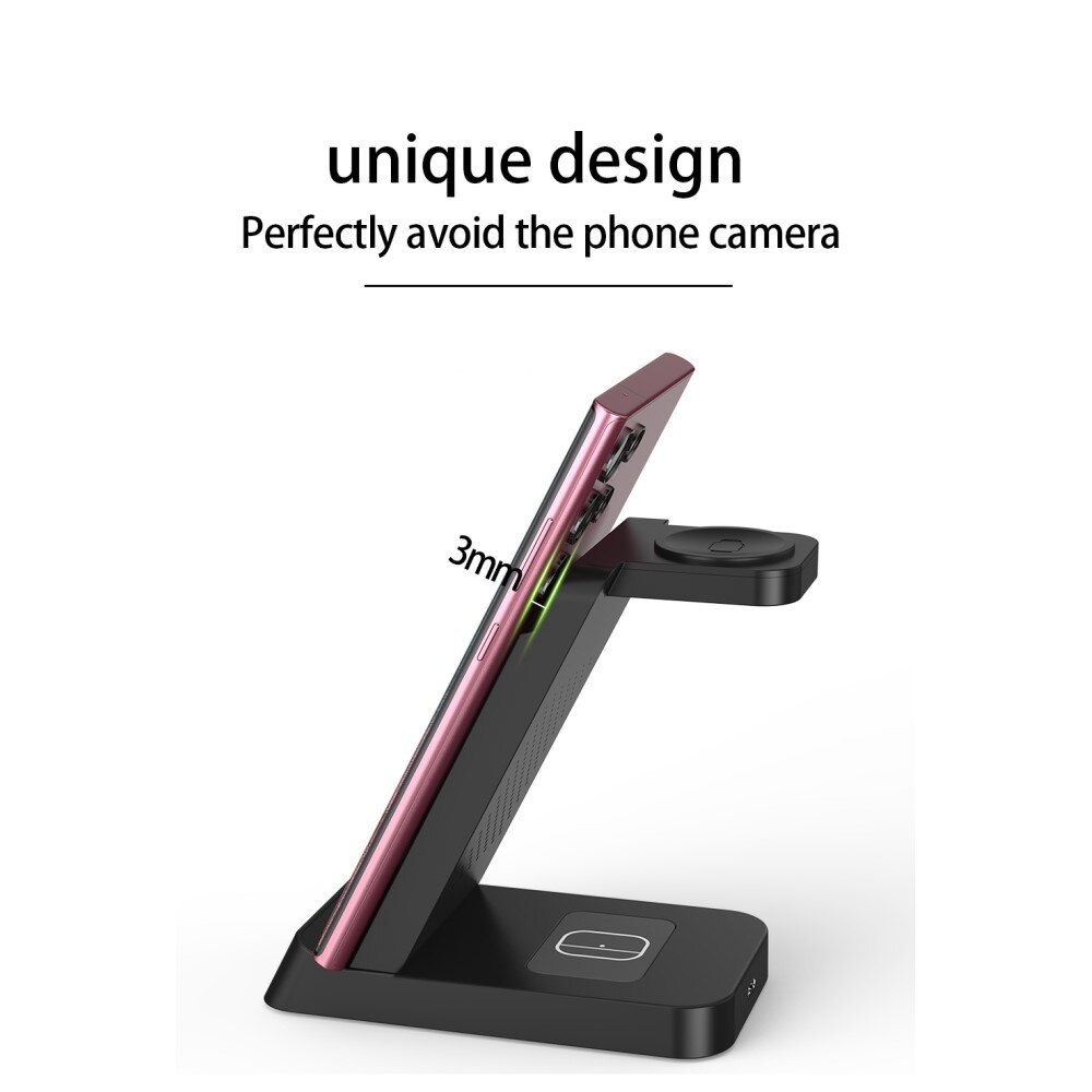Station de charge sans fil 3 en 1 pour Samsung, noir