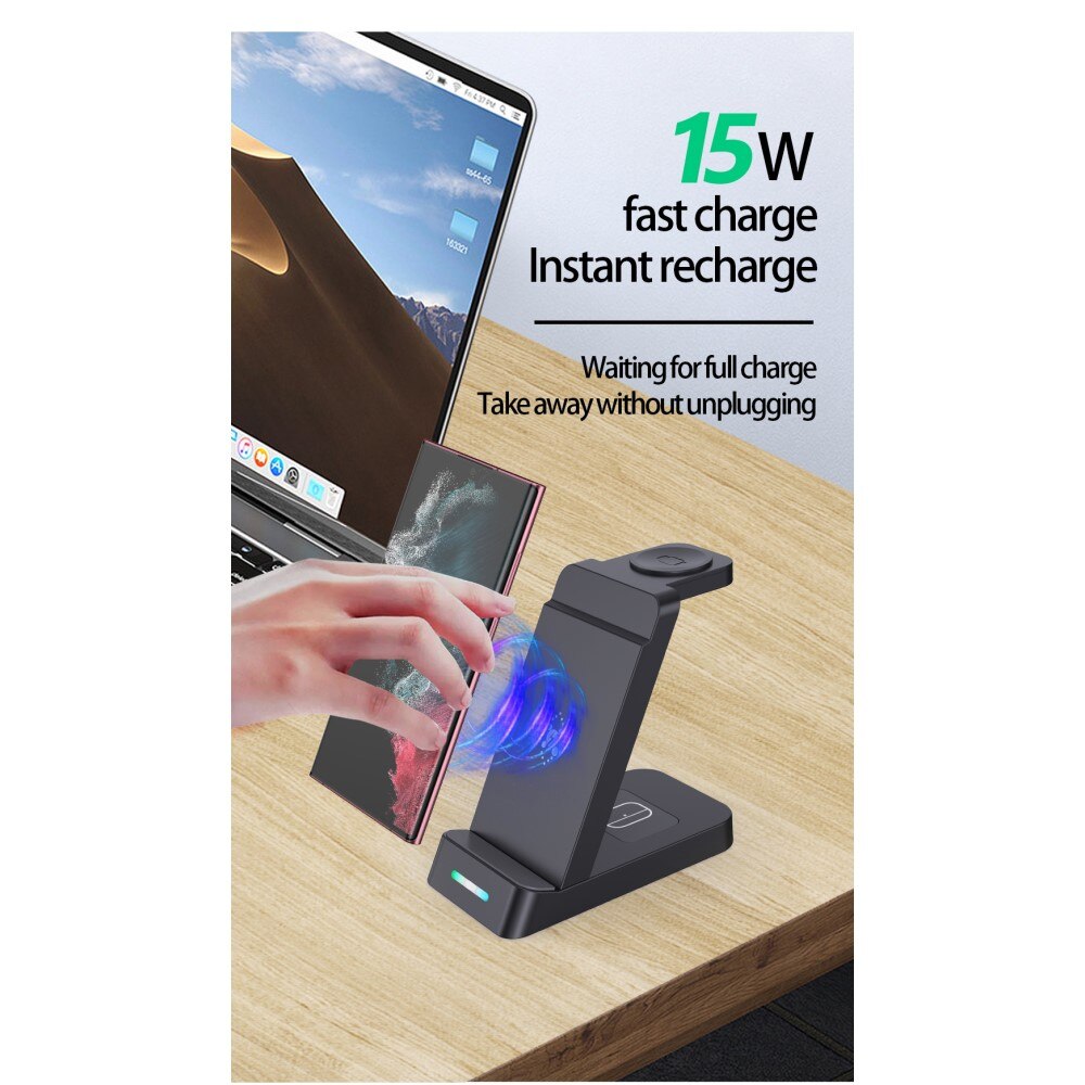 Station de charge sans fil 3 en 1 pour Samsung, noir