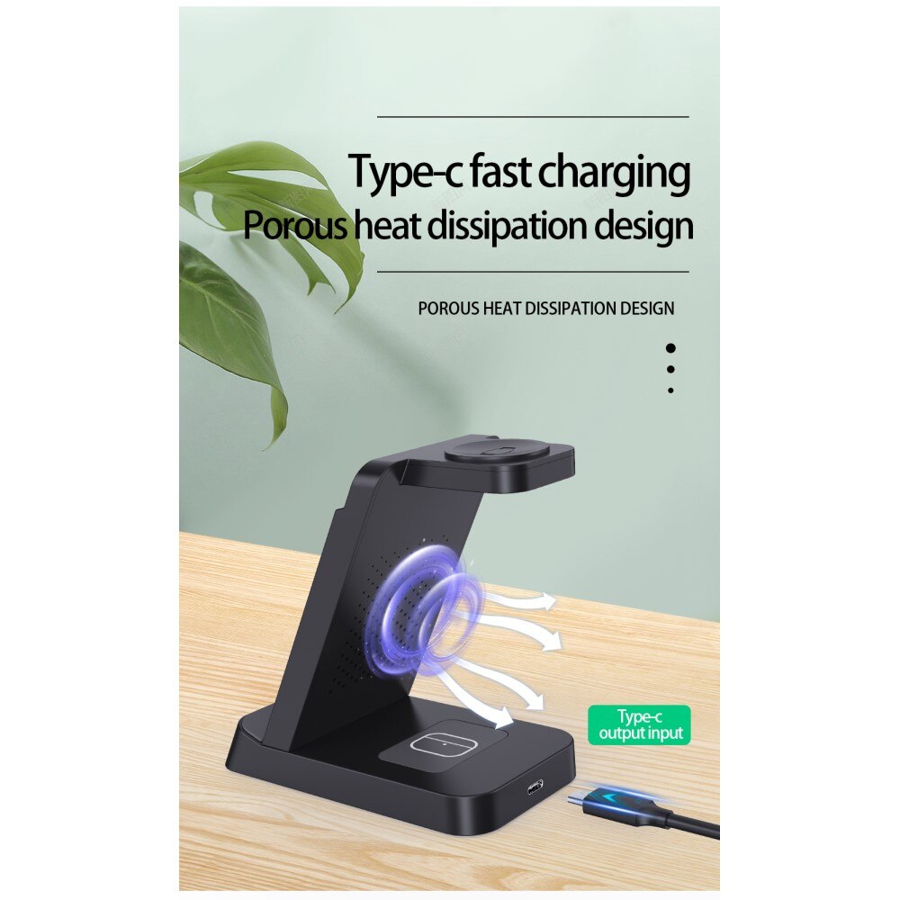 Station de charge sans fil 3 en 1 pour Samsung, noir