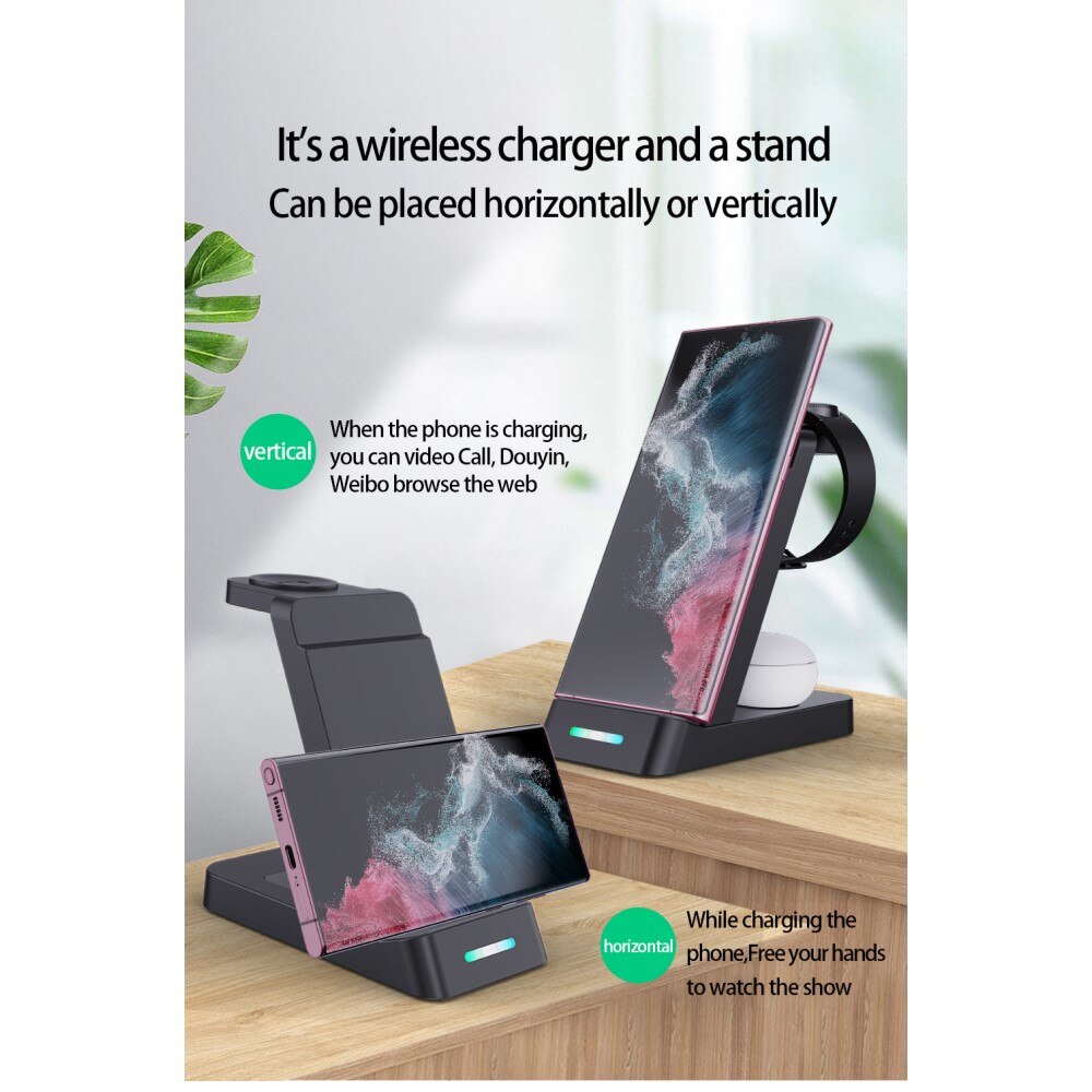 Station de charge sans fil 3 en 1 pour Samsung, noir