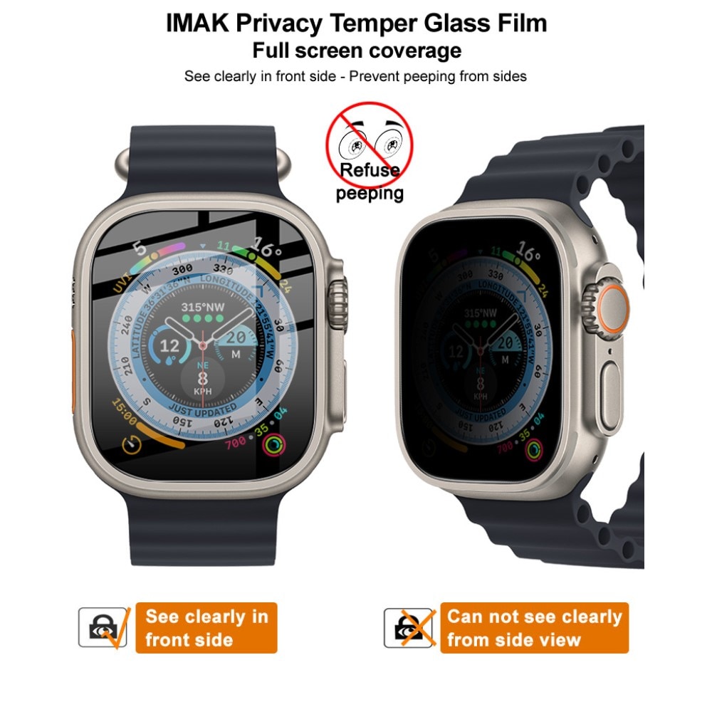 Protecteur d'écran de confidentialité en verre trempé Apple Watch Ultra 2 49mm