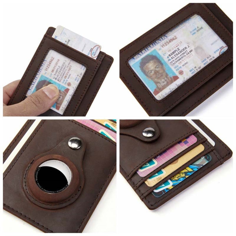 Slim Porte cartes de crédit AirTag, marron