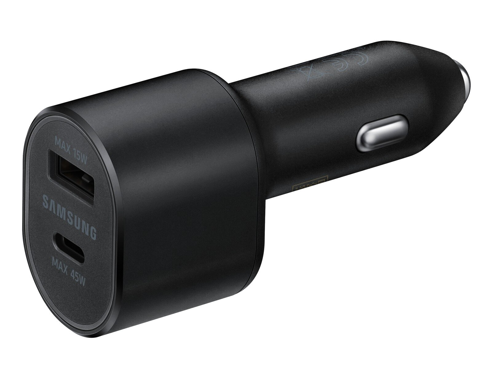 Chargeur de voiture Super Fast Dual USB-C + USB-A (45W+15W), noir