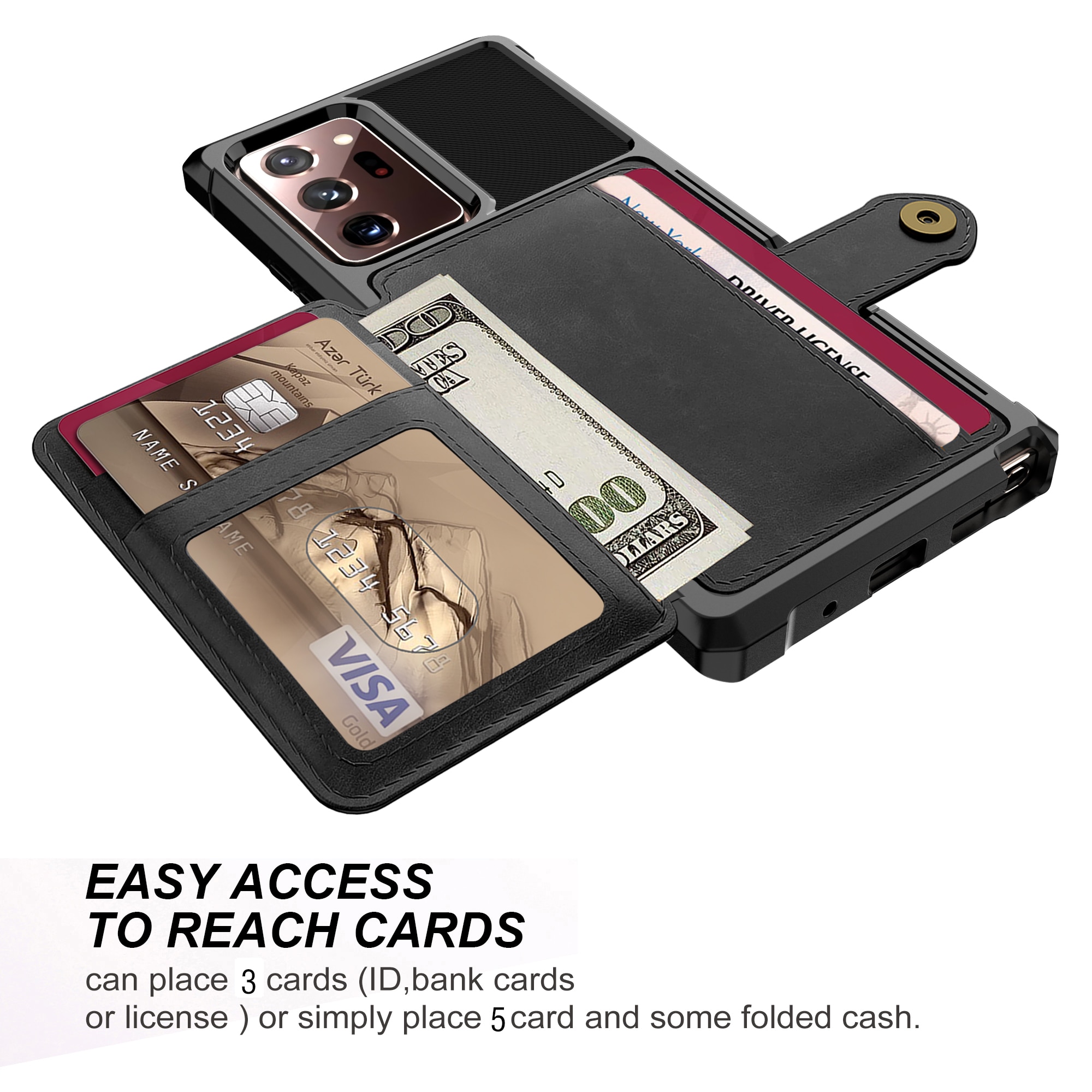 Coque porte-cartes Tough Multi-slot Samsung Galaxy Note 20 Ultra, Noir