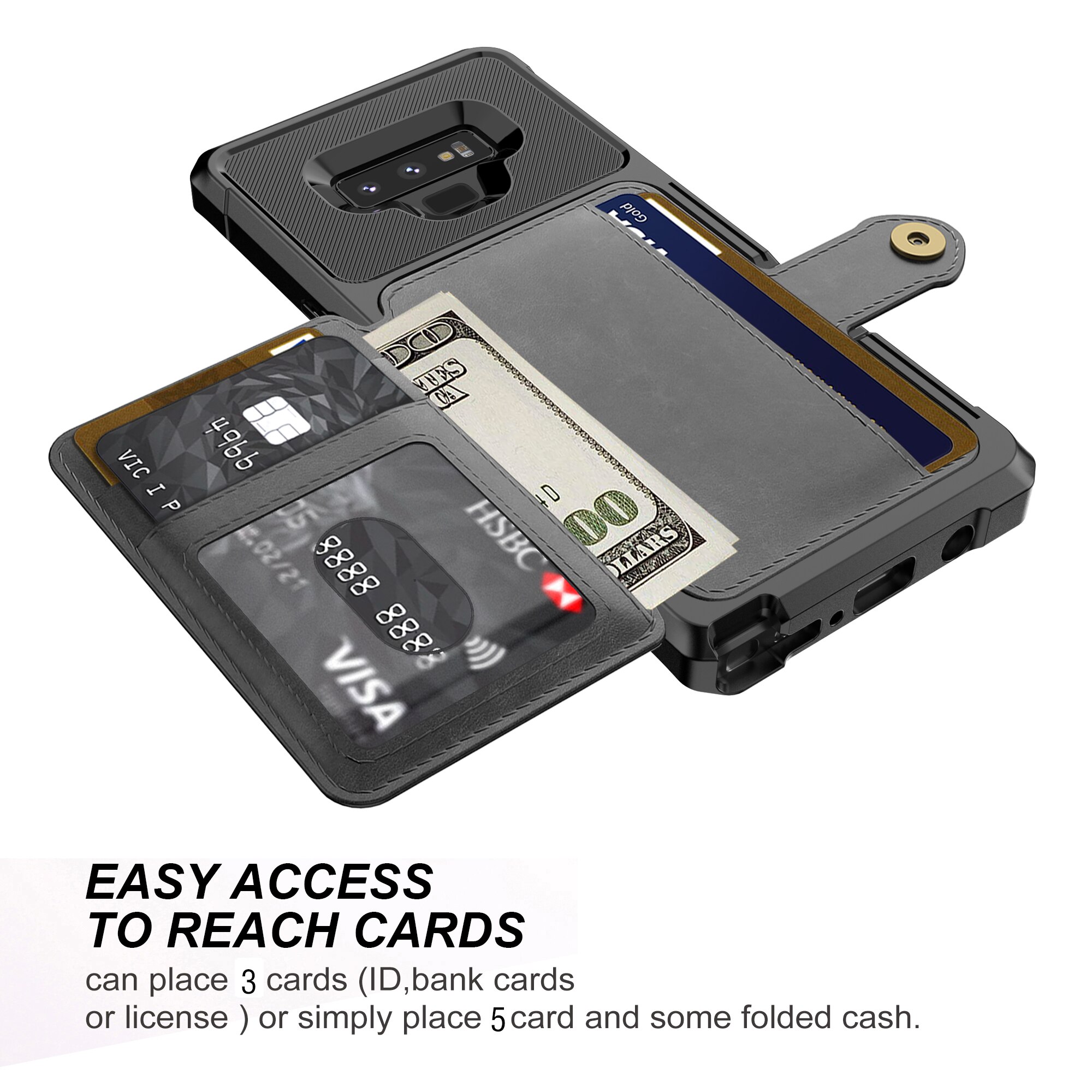Coque porte-cartes Tough Multi-slot Samsung Galaxy Note 9, Noir