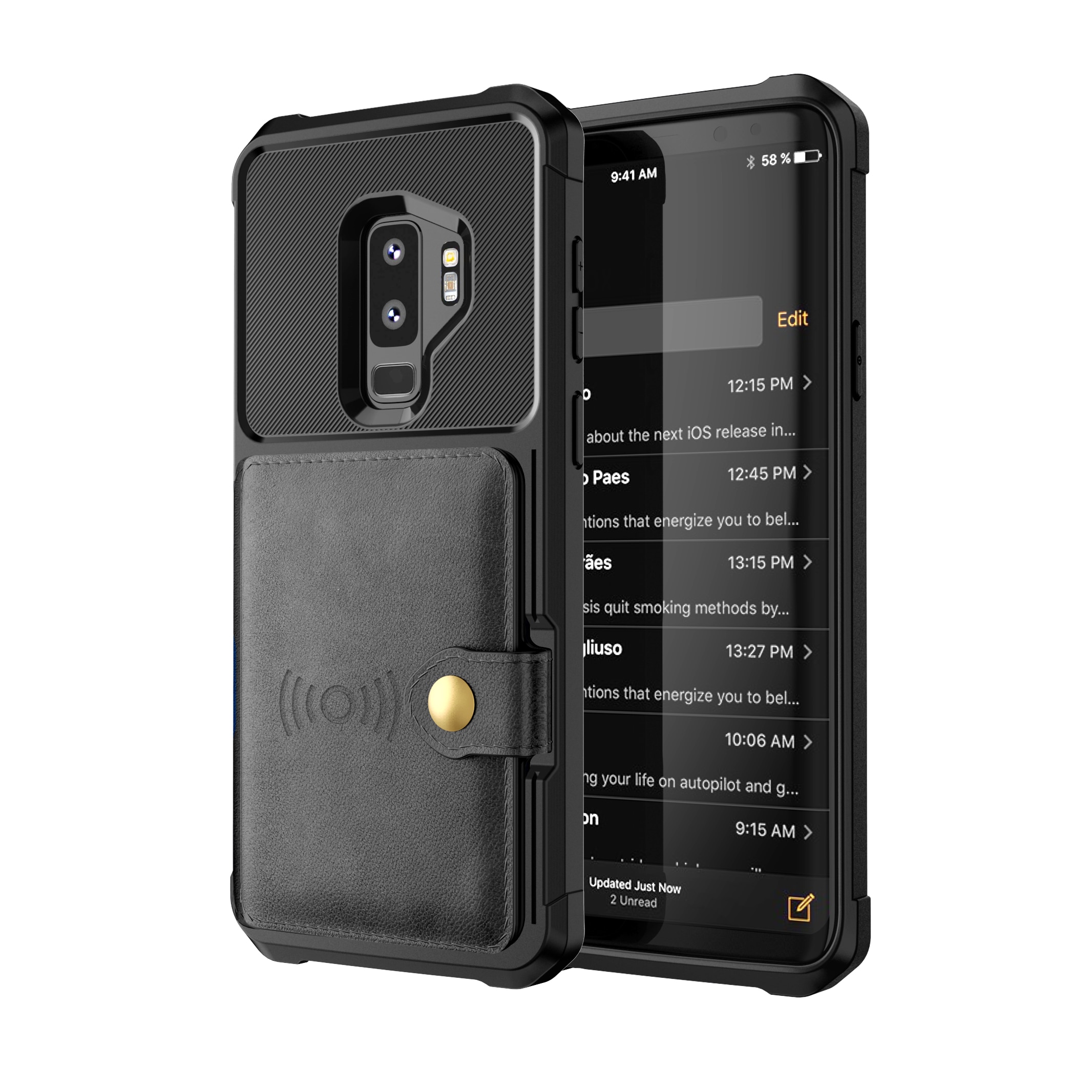Coque porte-cartes Tough Multi-slot Samsung Galaxy S9 Plus, noir