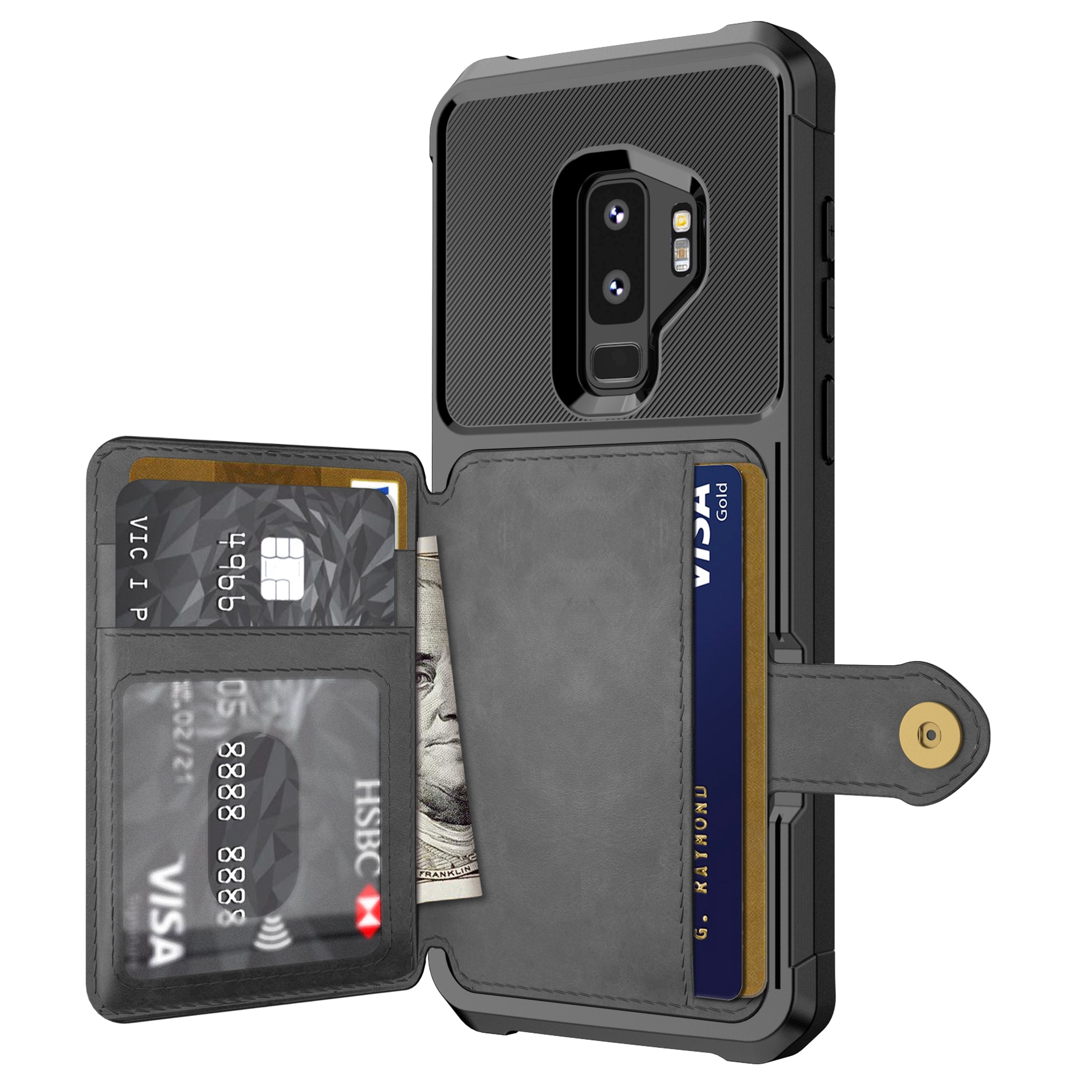 Coque porte-cartes Tough Multi-slot Samsung Galaxy S9 Plus, Noir