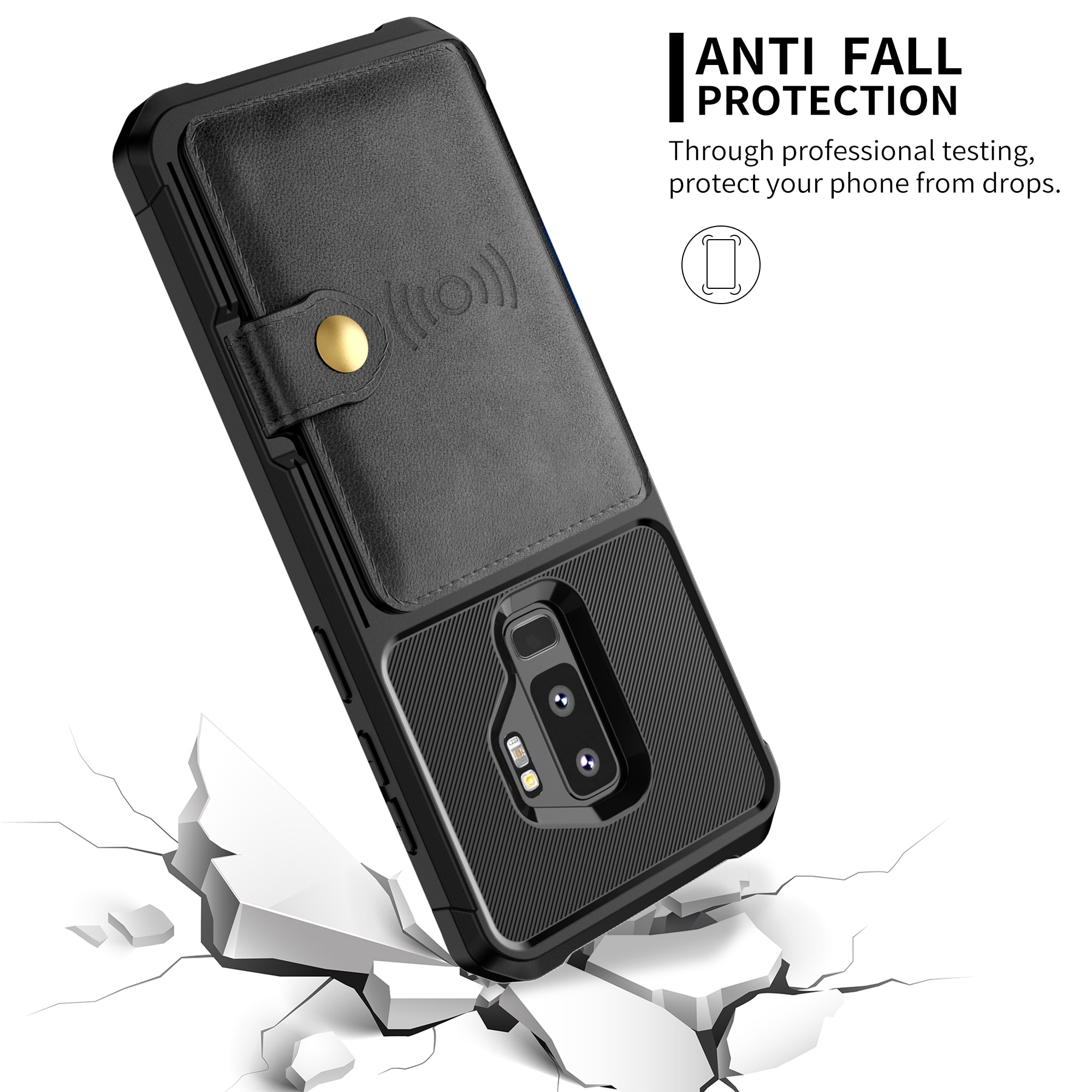 Coque porte-cartes Tough Multi-slot Samsung Galaxy S9 Plus, noir