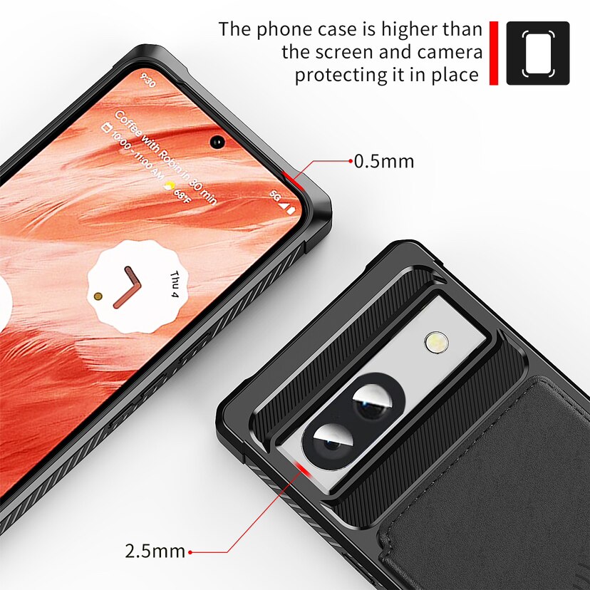 Coque porte-cartes Tough Multi-slot Google Pixel 8a, Noir