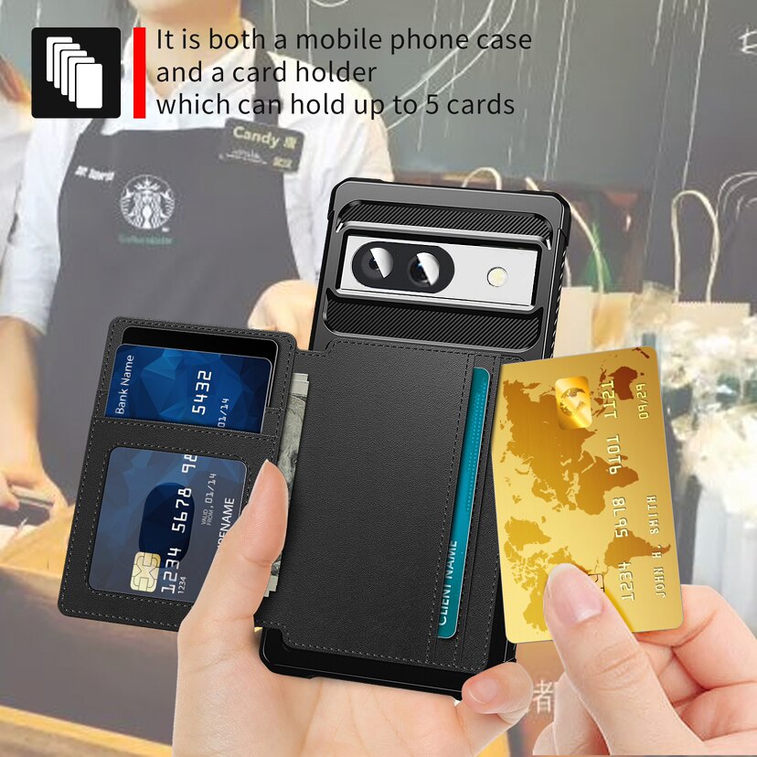 Coque porte-cartes Tough Multi-slot Google Pixel 8a, Noir