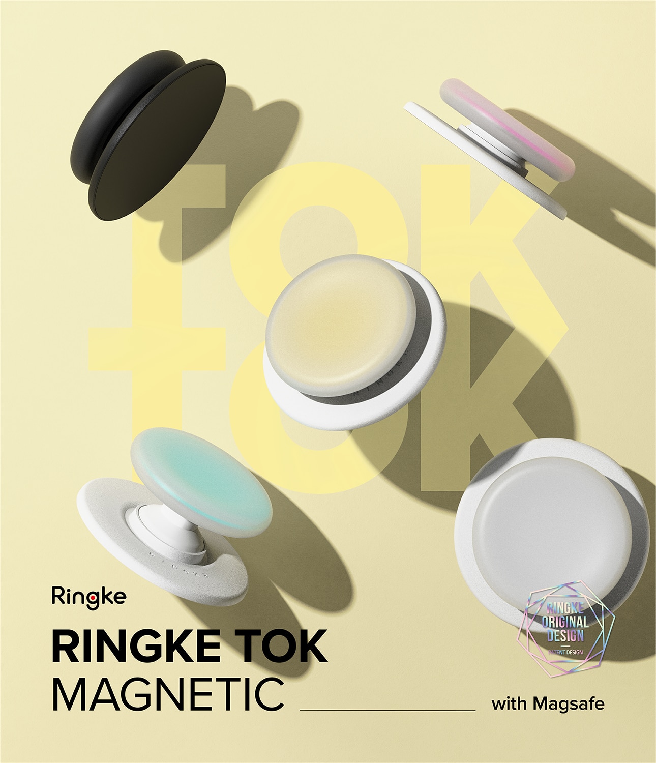 Tok Magnetic Support et Grip pour Smartphone, Black