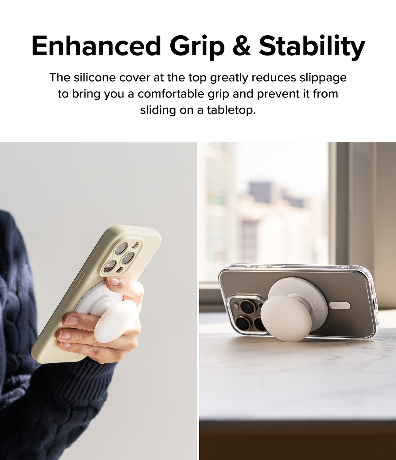 Tok Magnetic Support et Grip pour Smartphone, Ice White