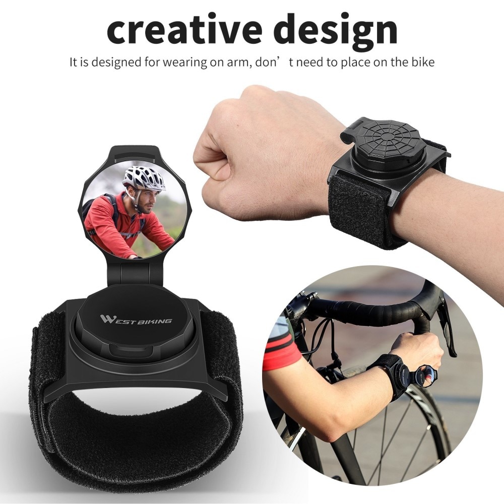 Miroir rotatif pour bracelet de vélo, noir