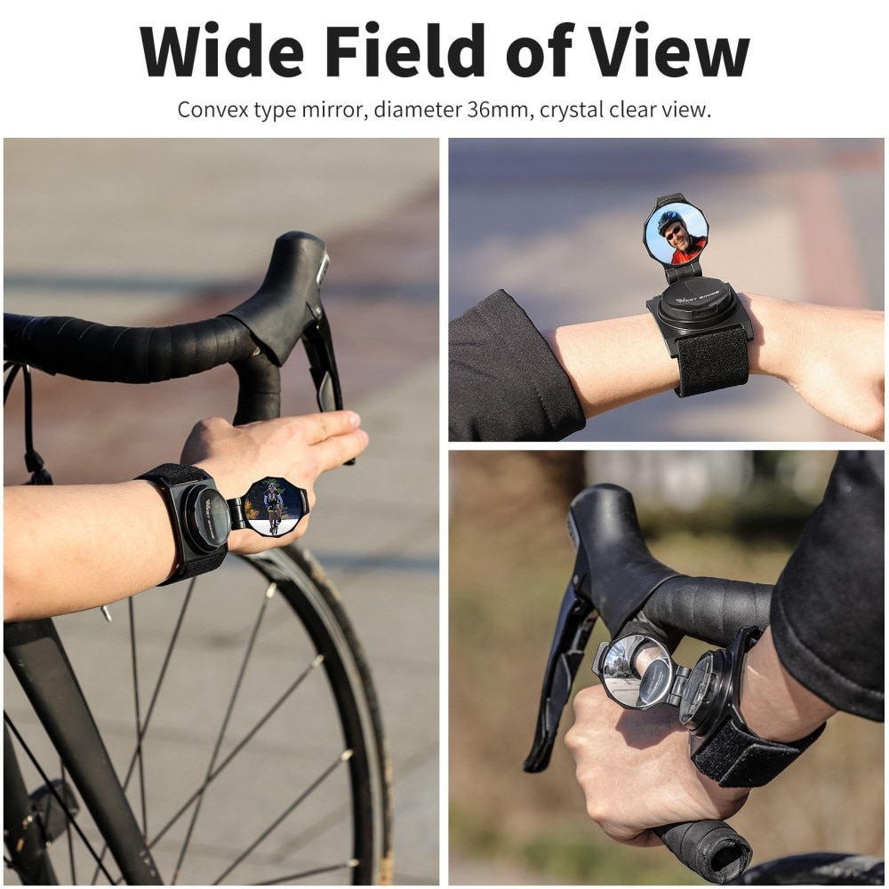 Miroir rotatif pour bracelet de vélo, noir