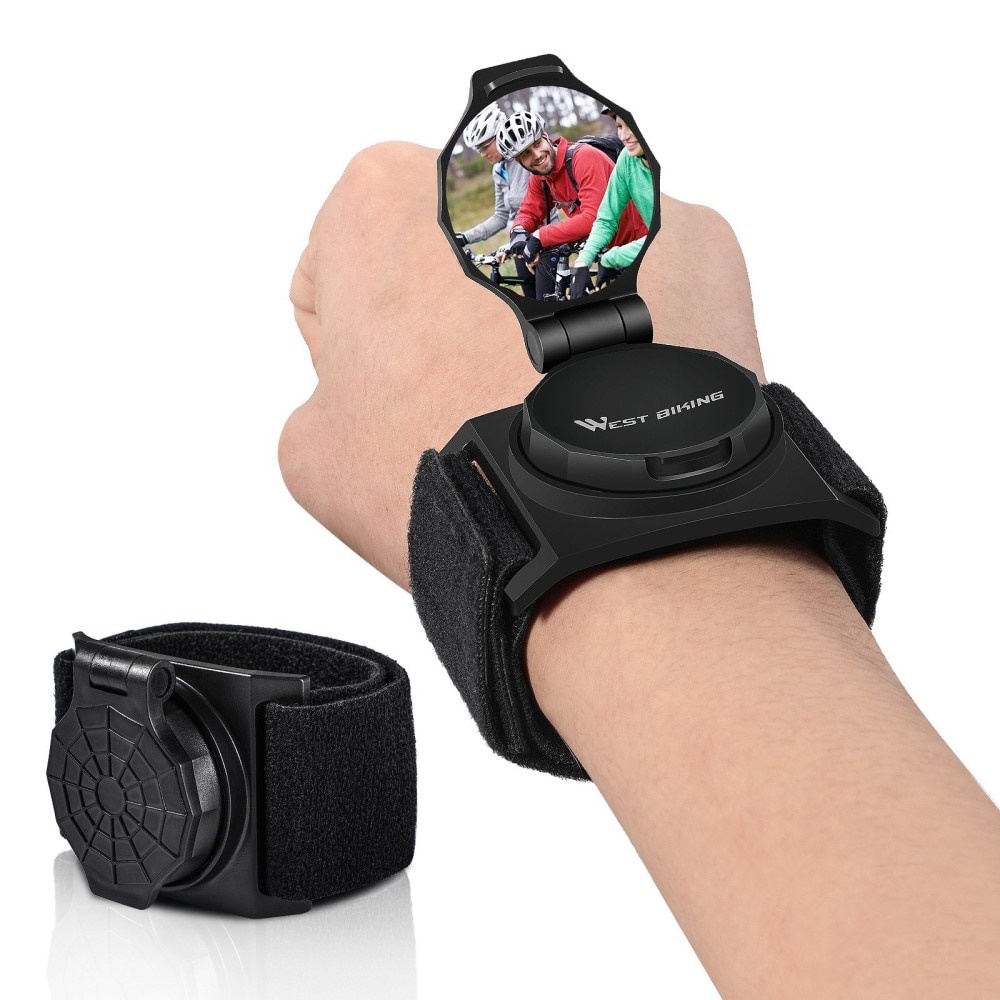 Miroir rotatif pour bracelet de vélo, noir