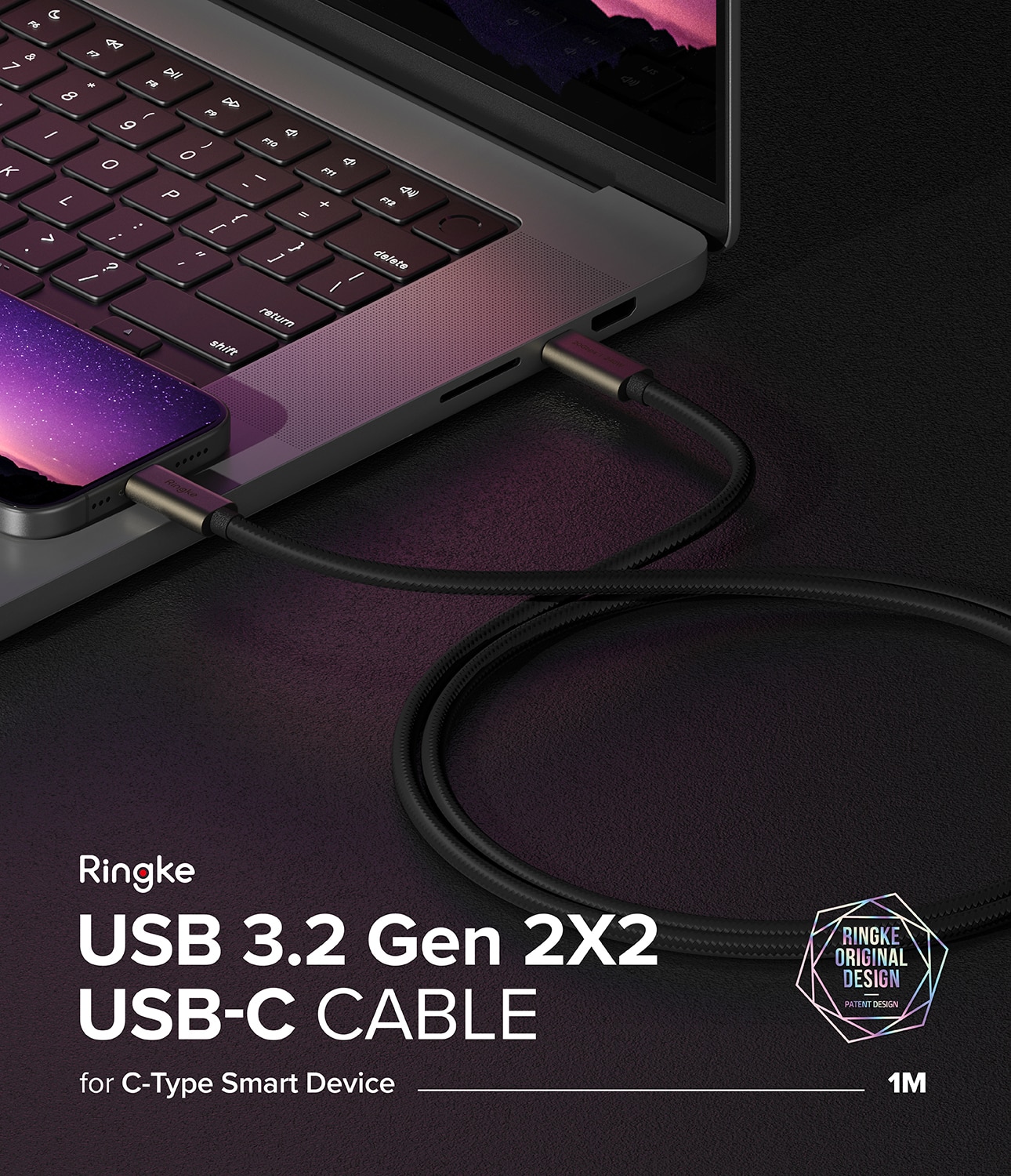 USB-C vers USB-C 3.2 Gen 2x2 Câble 1 mètres, noir