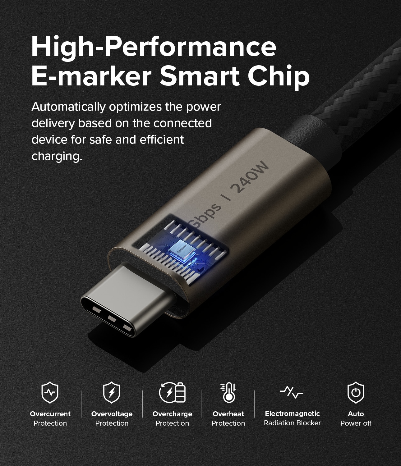 USB-C vers USB-C 3.2 Gen 2x2 Câble 1 mètres 240W, noir