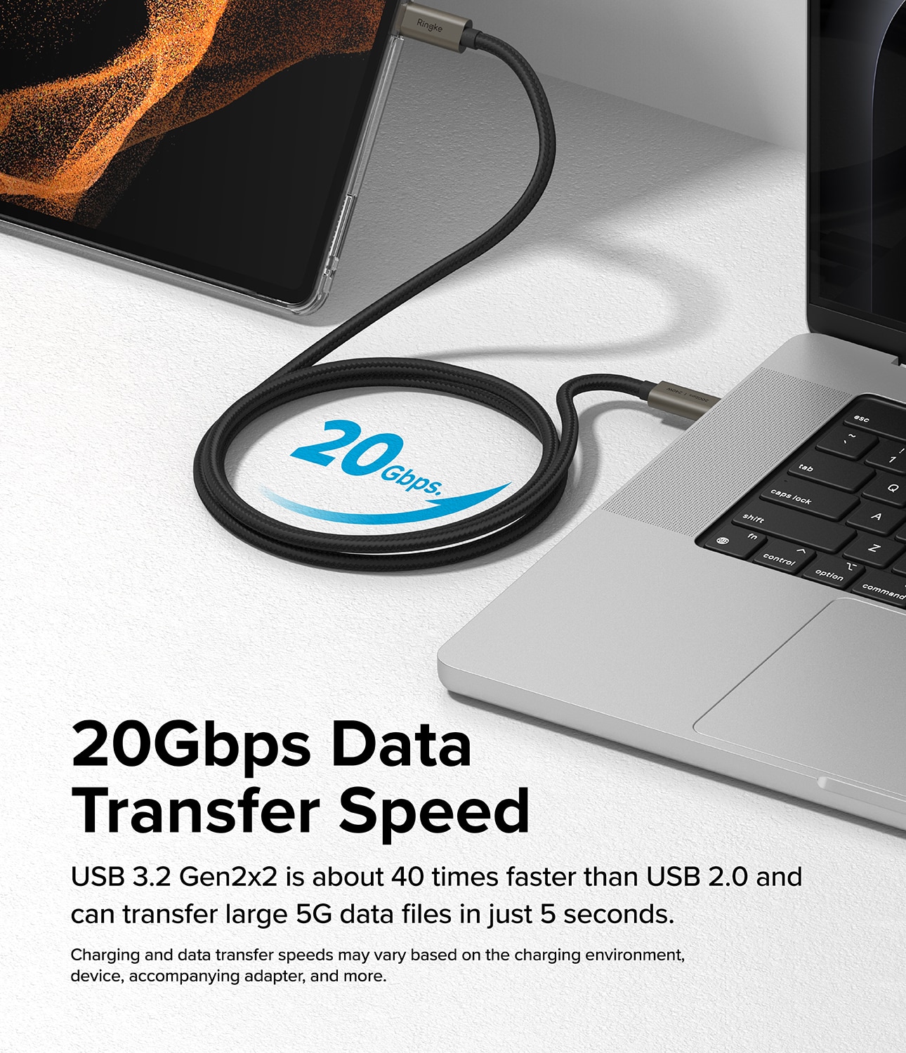 USB-C vers USB-C 3.2 Gen 2x2 Câble 1 mètres 240W, noir