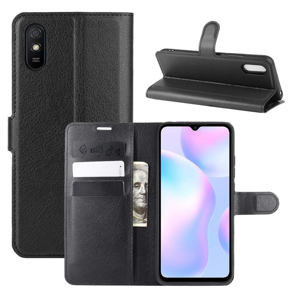 Coque portefeuille Xiaomi Redmi 9AT, noir