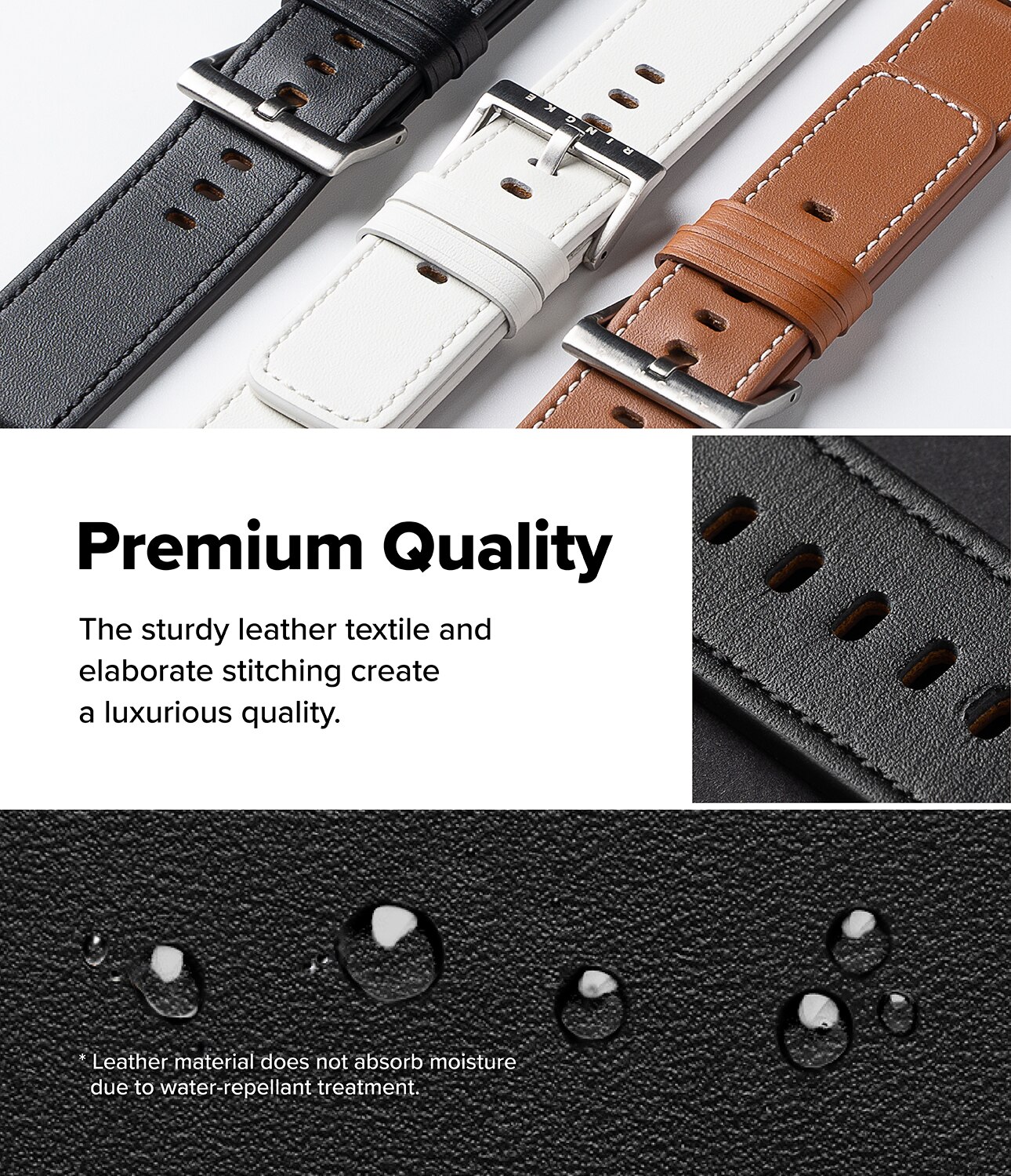 Leather One Basic Bold Band Mobvoi Ticwatch Pro 5, Black