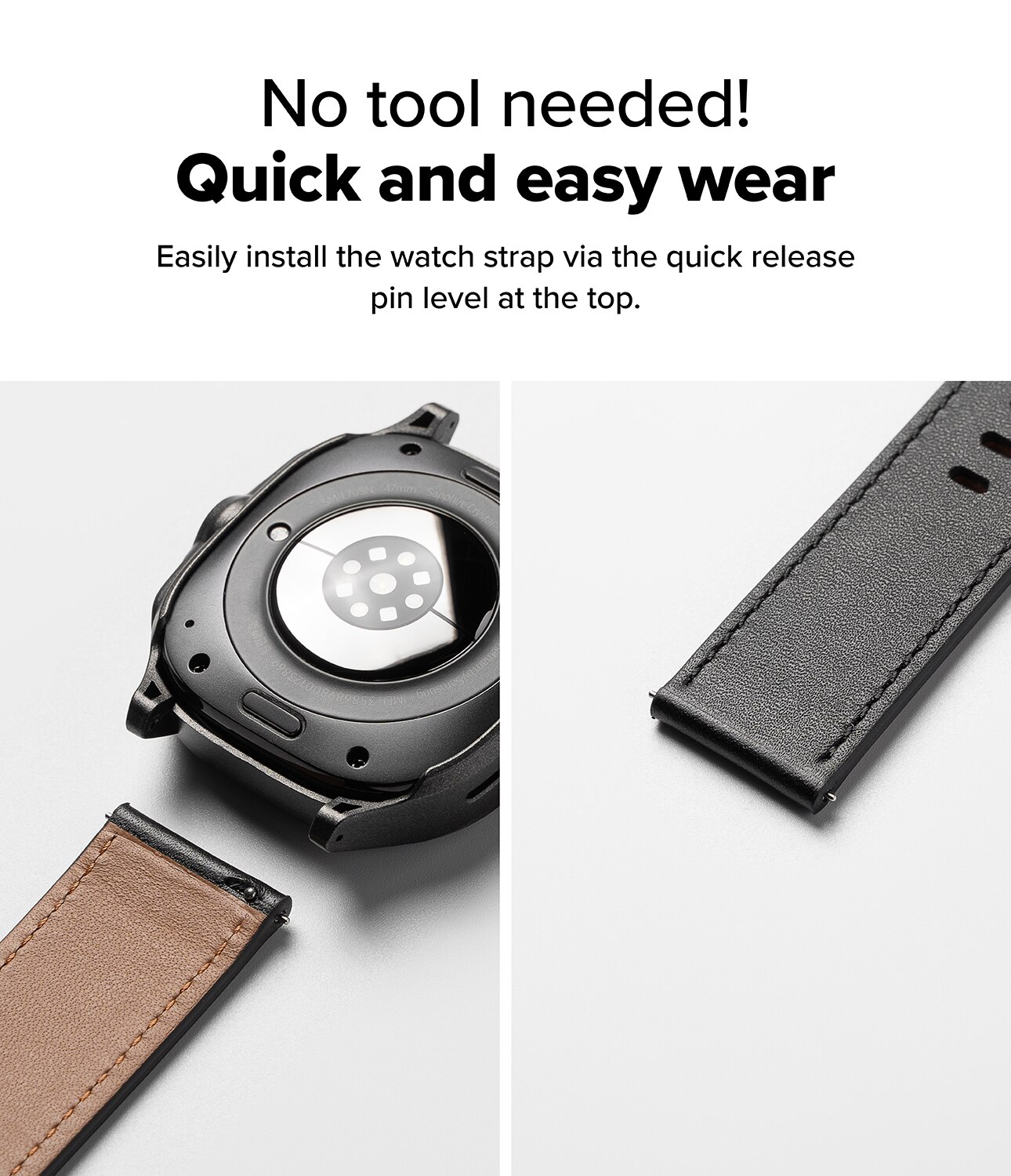 Leather One Basic Bold Band Mobvoi Ticwatch Pro 5, Black