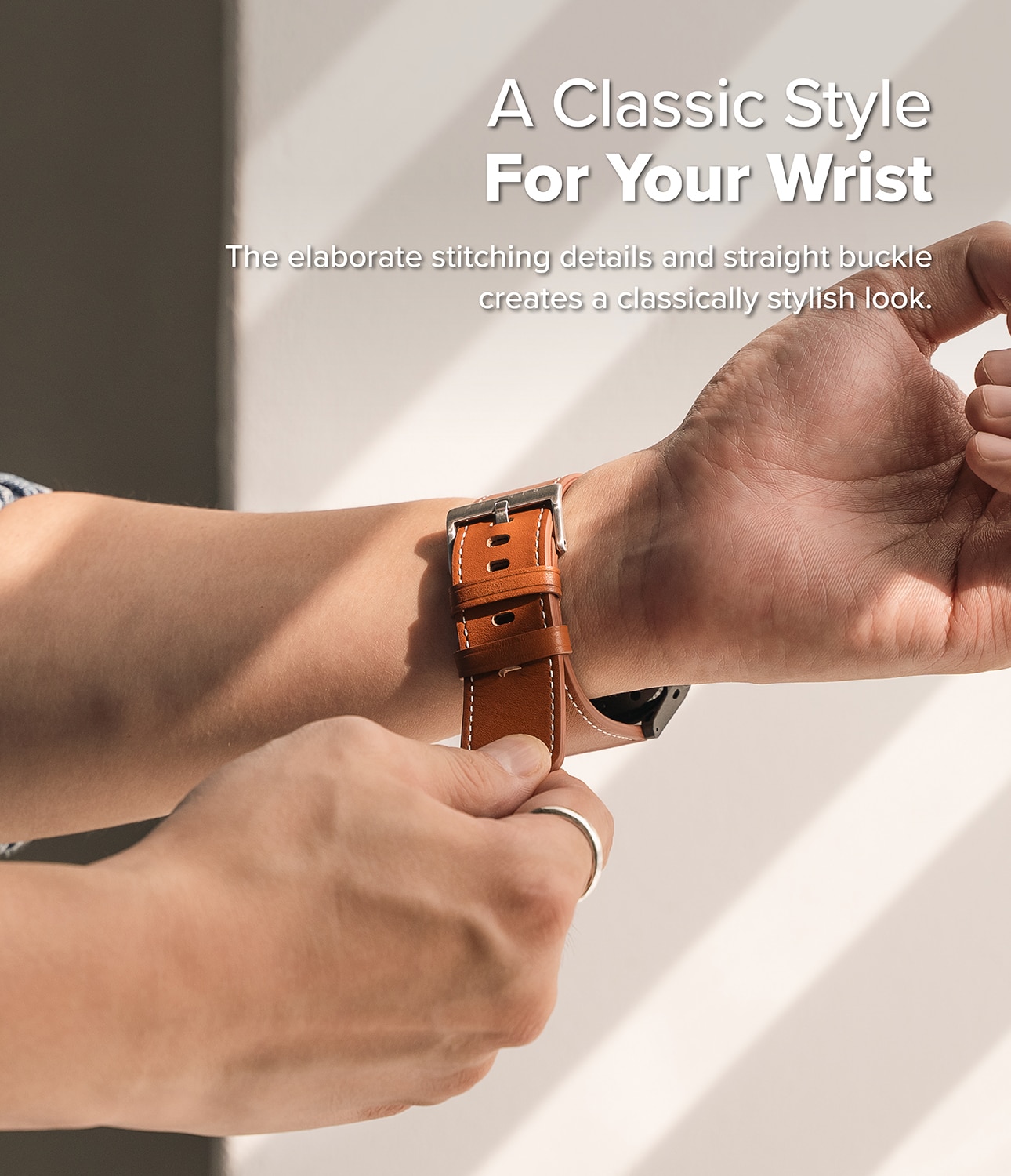 Leather One Basic Bold Band Mobvoi Ticwatch Pro 5, Brown
