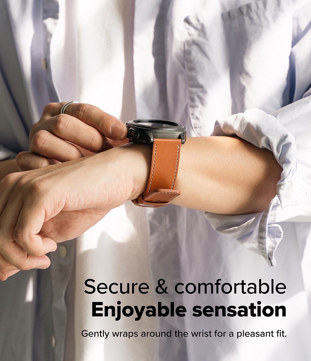 Leather One Basic Bold Band Mobvoi Ticwatch Pro 5, Brown
