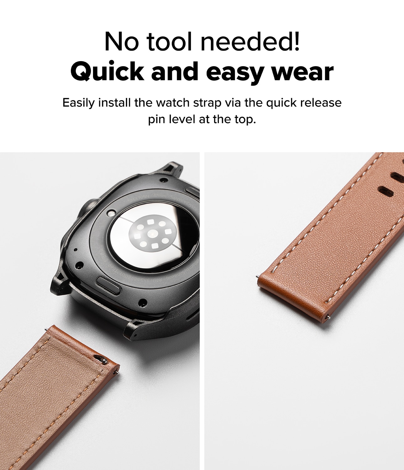 Leather One Basic Bold Band Mobvoi Ticwatch Pro 5, Brown
