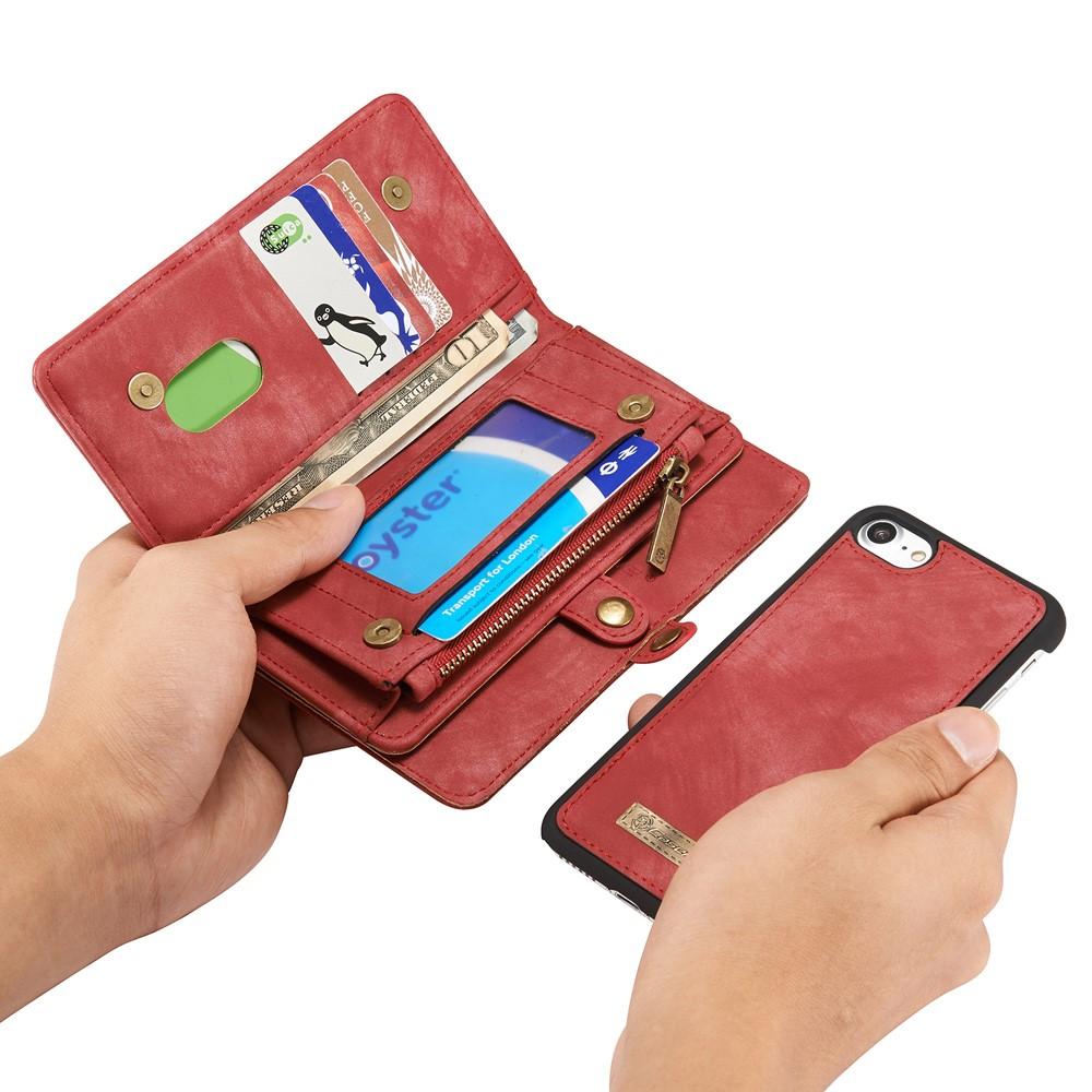 Étui portefeuille multi-cartes iPhone 7, rouge