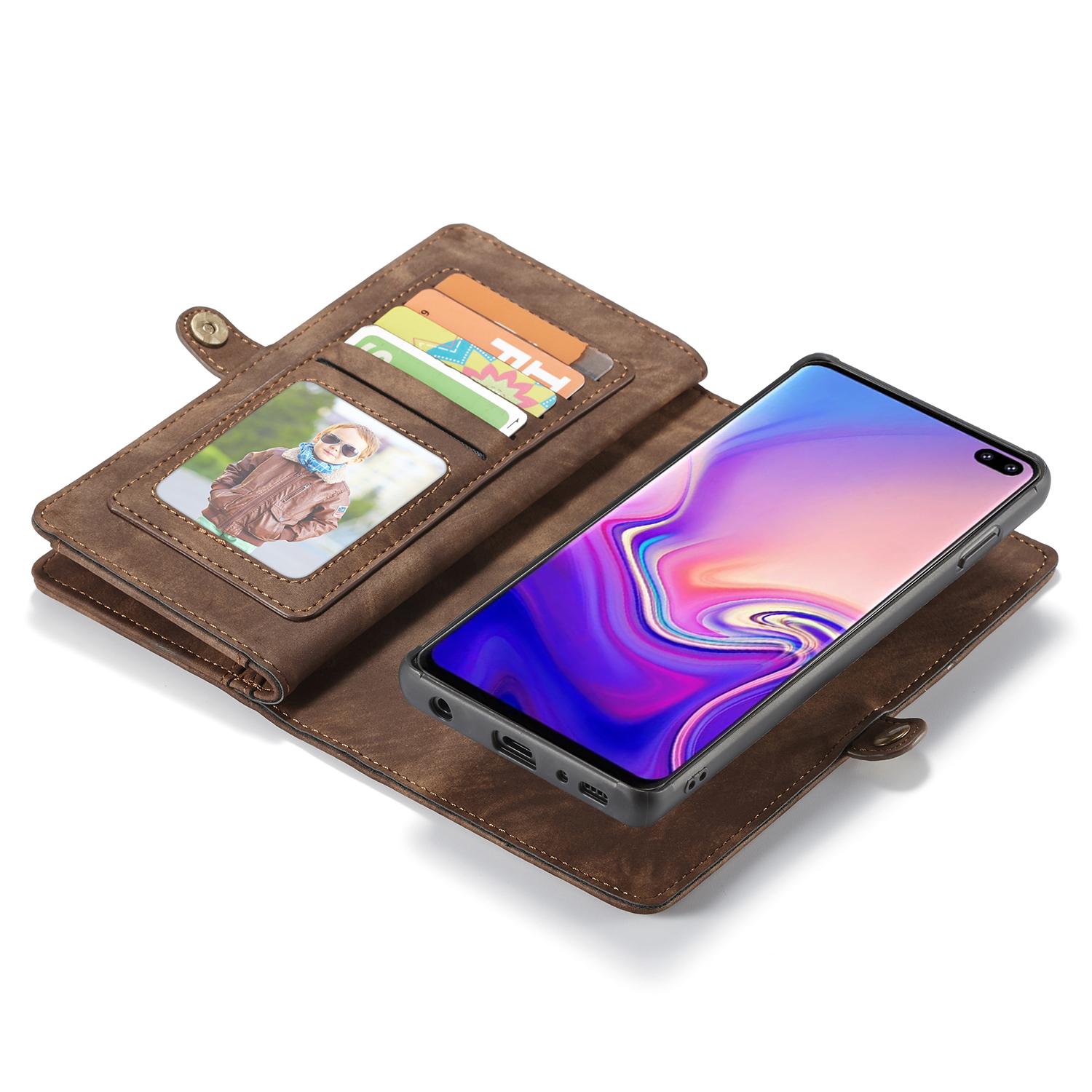 Étui portefeuille multi-cartes Samsung Galaxy S10 Plus, Marron