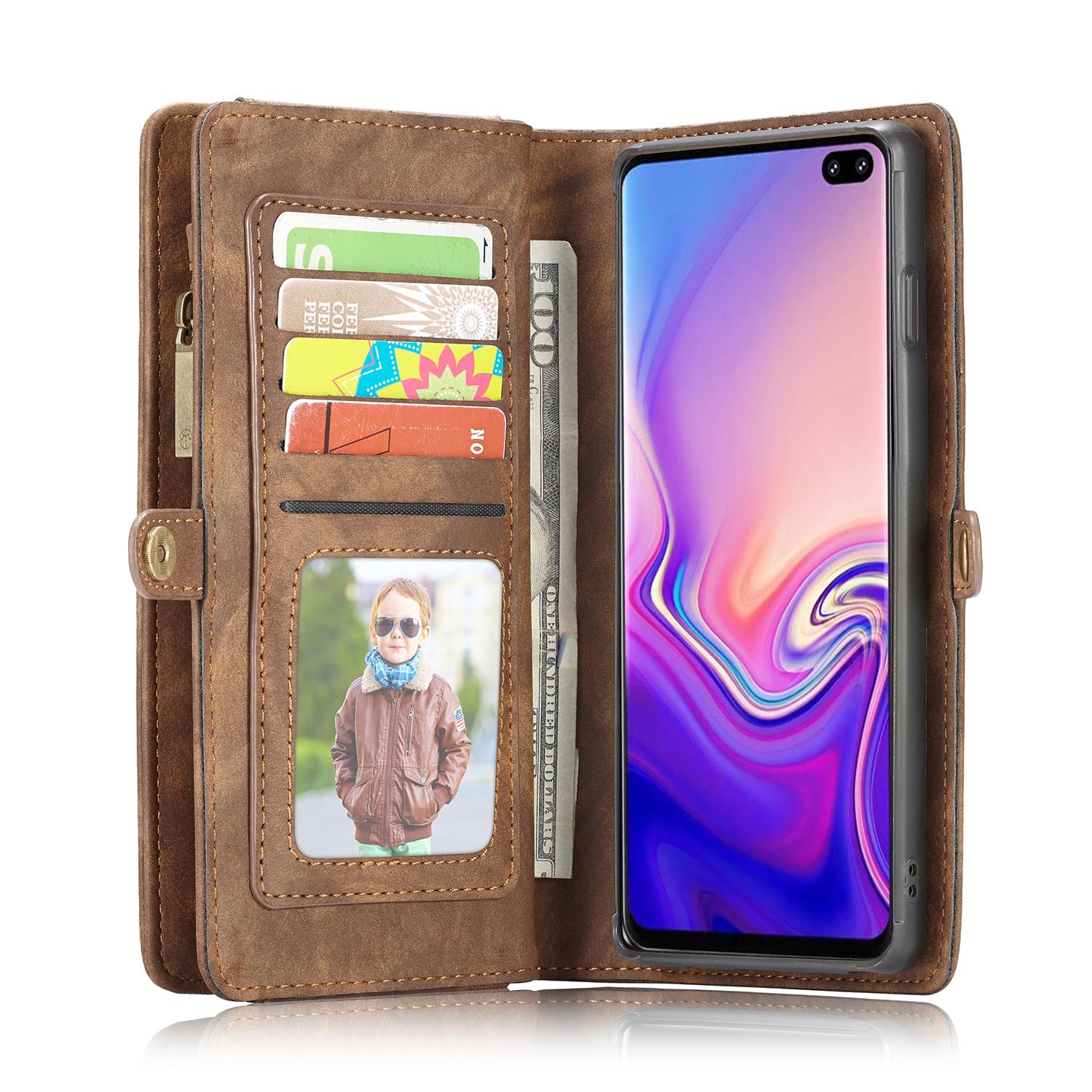Étui portefeuille multi-cartes Samsung Galaxy S10 Plus, Marron