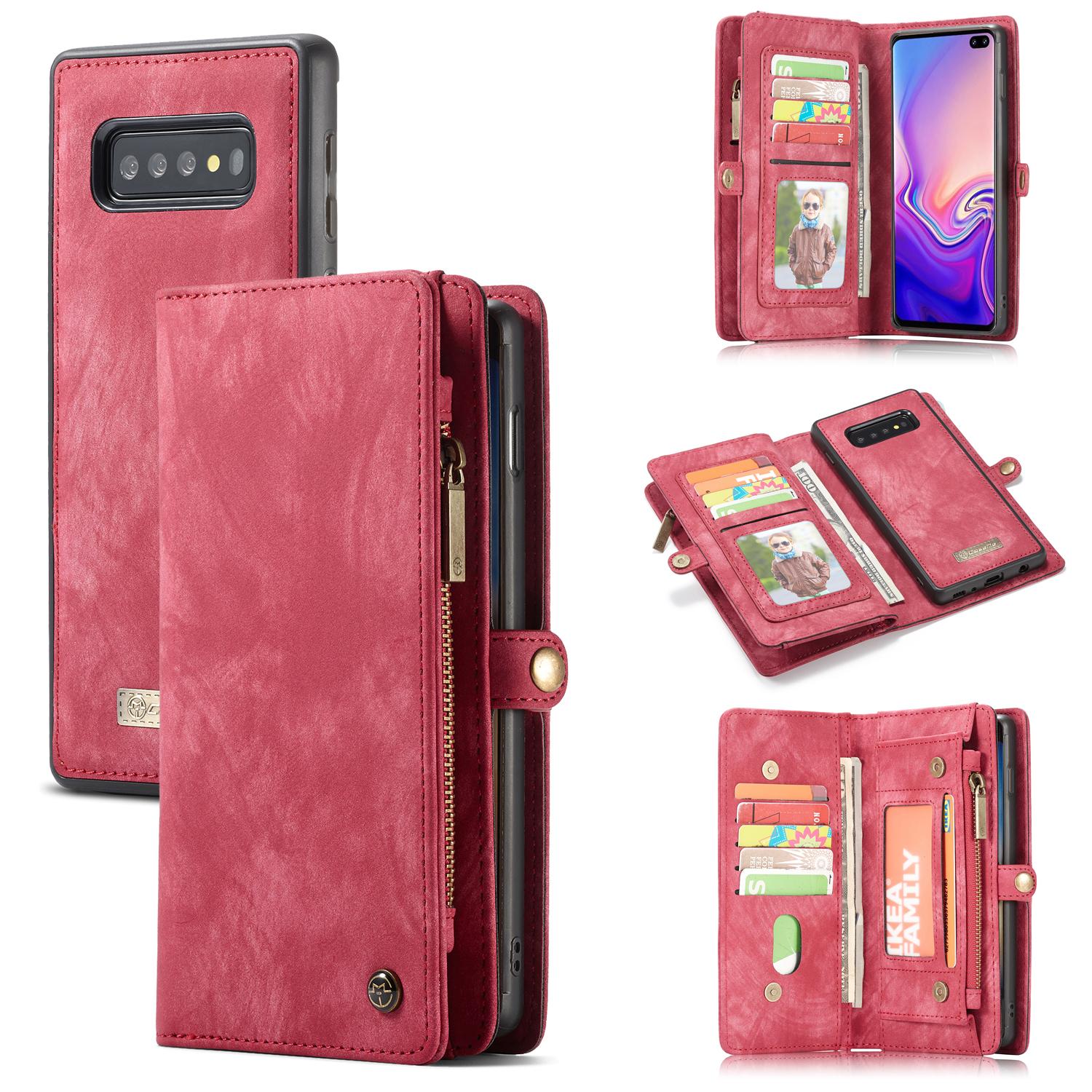 Étui portefeuille multi-cartes Samsung Galaxy S10 Plus Rouge