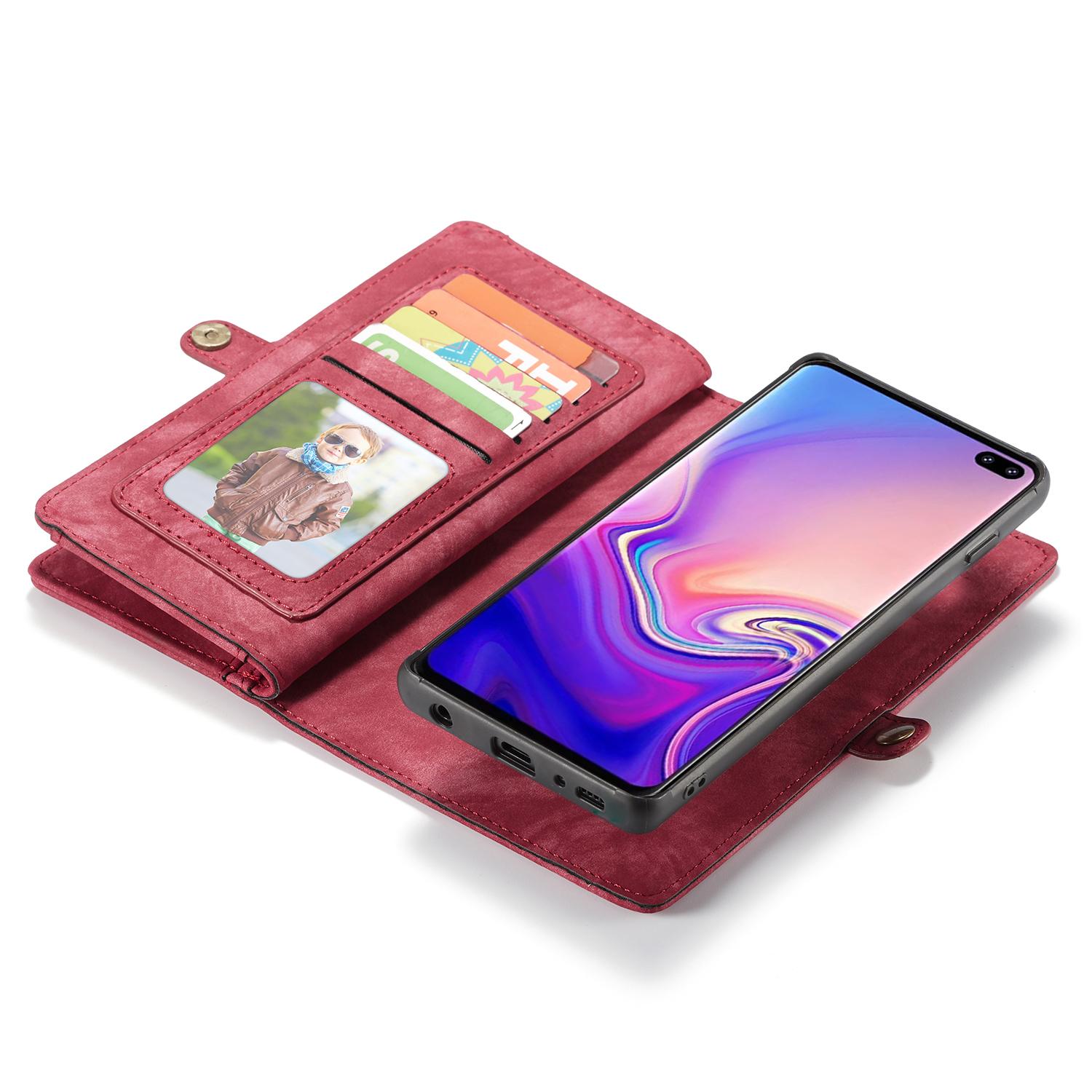 Étui portefeuille multi-cartes Samsung Galaxy S10 Plus Rouge