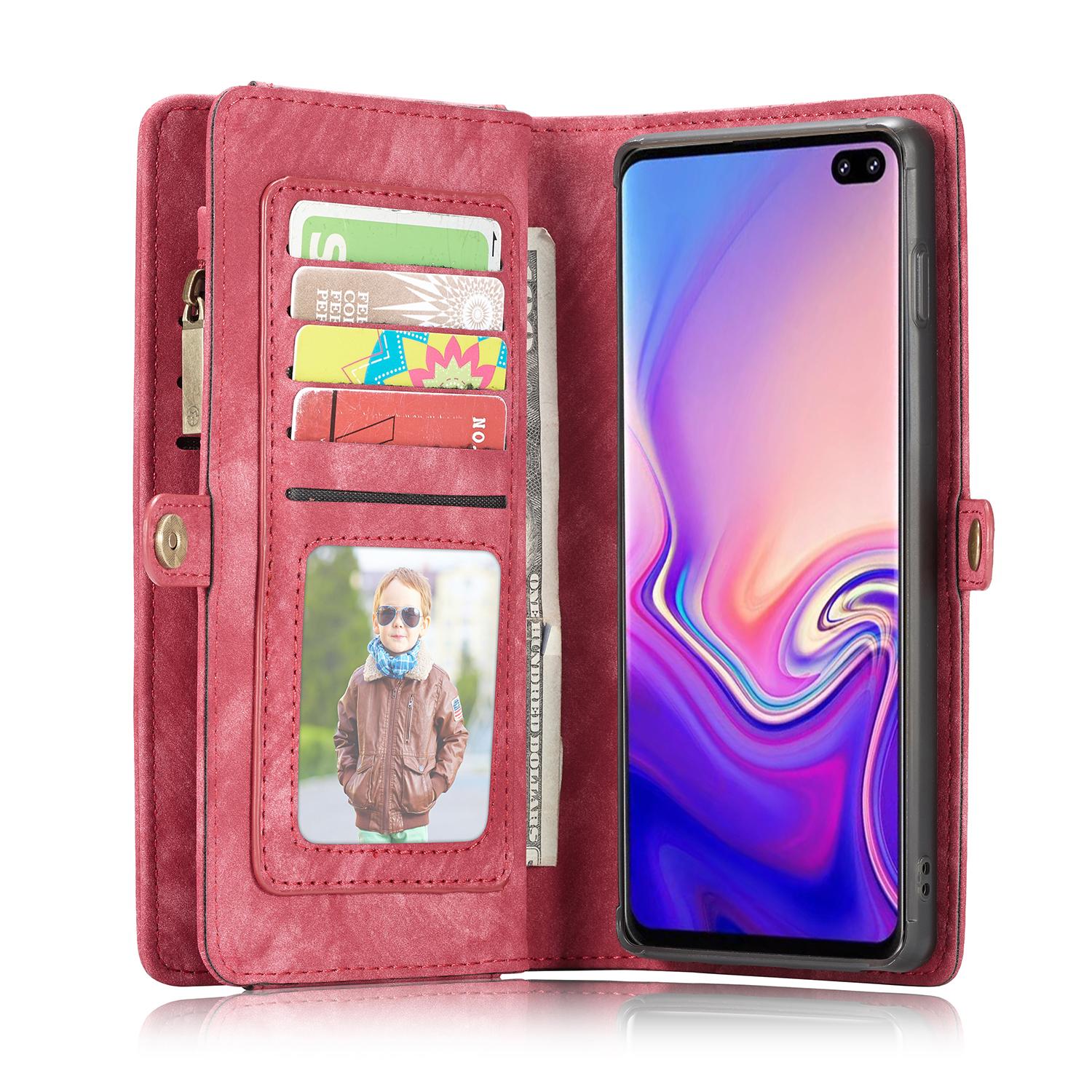 Étui portefeuille multi-cartes Samsung Galaxy S10 Plus Rouge