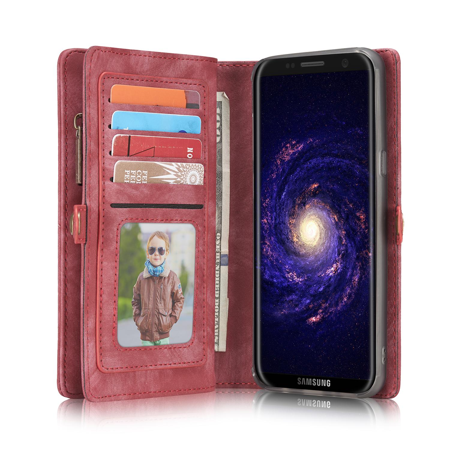 Étui portefeuille multi-cartes Samsung Galaxy S8 Plus Rouge