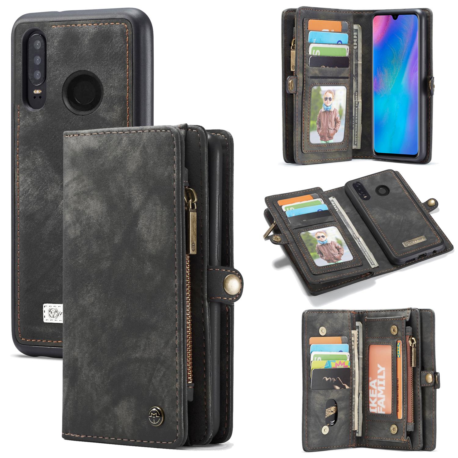 Étui portefeuille multi-cartes Huawei P30 Lite, Gris