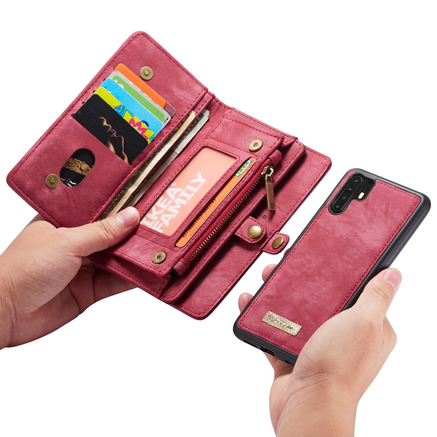 Étui portefeuille multi-cartes Huawei P30 Pro, Rouge