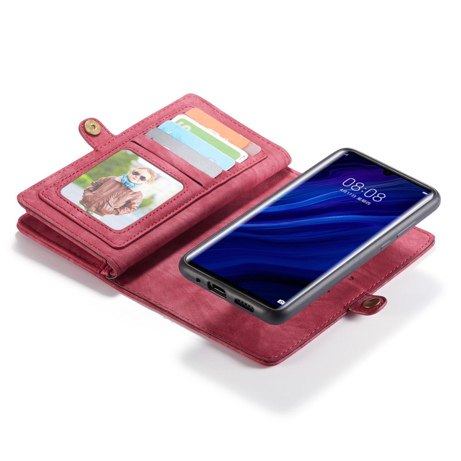 Étui portefeuille multi-cartes Huawei P30 Pro, Rouge
