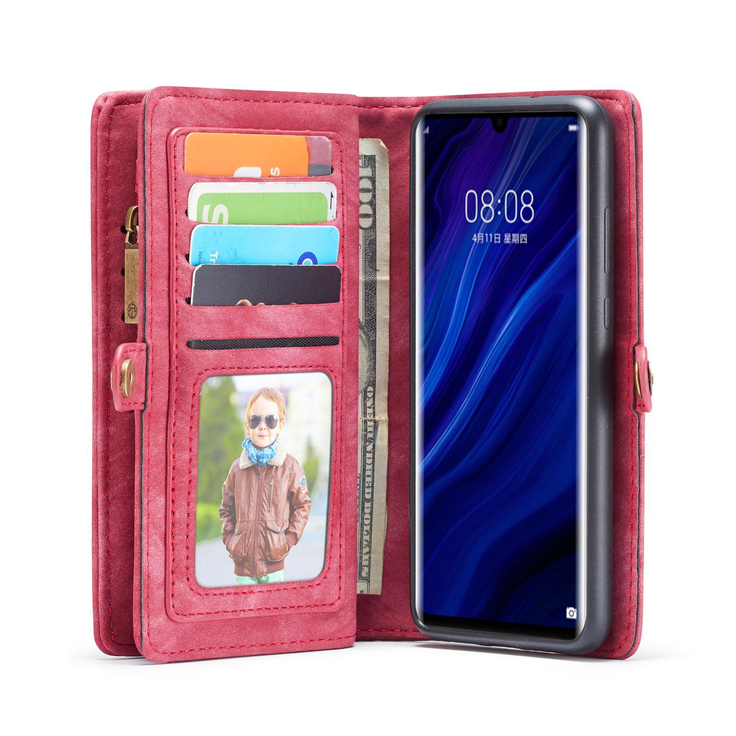 Étui portefeuille multi-cartes Huawei P30 Pro, Rouge