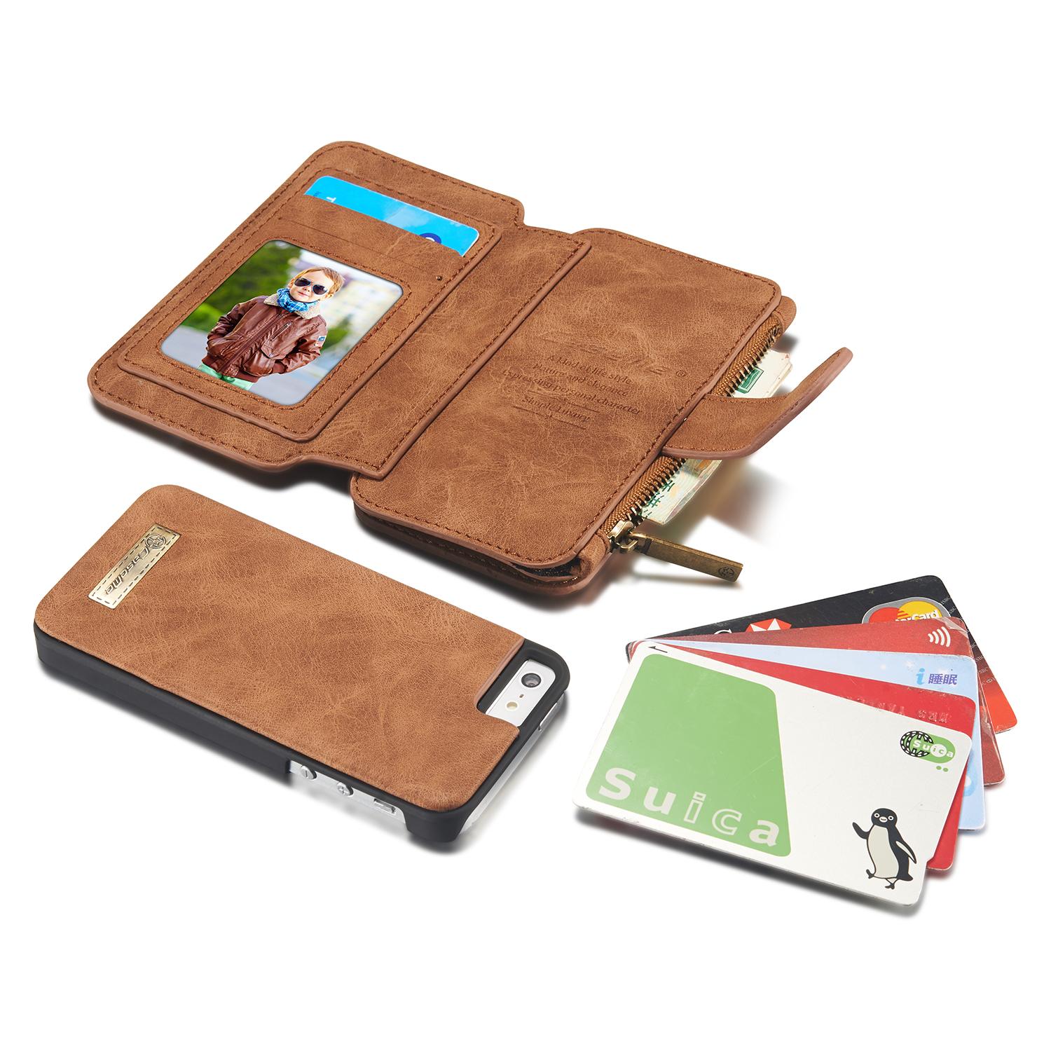 Étui portefeuille multi-cartes iPhone 5/5S/SE Marron