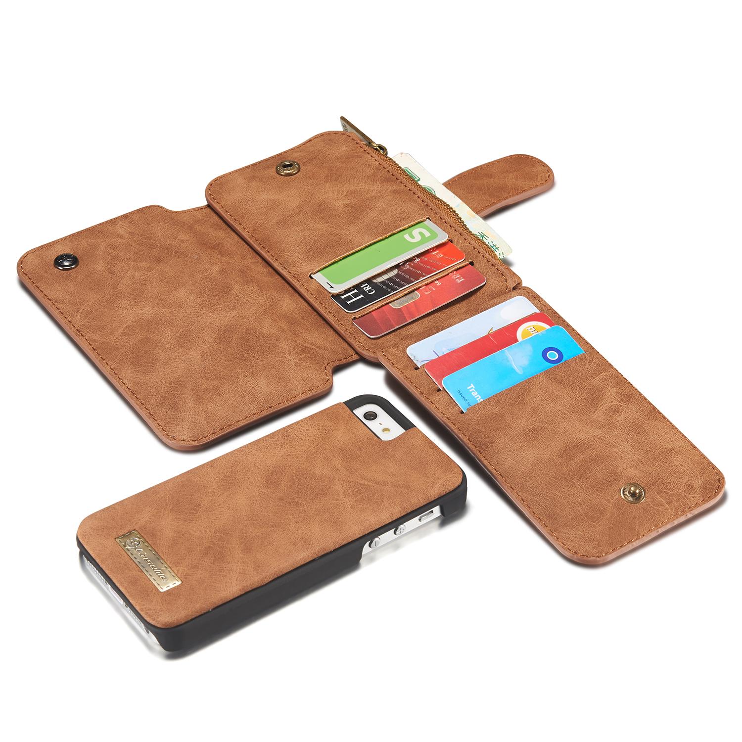 Étui portefeuille multi-cartes iPhone 5/5S/SE Marron