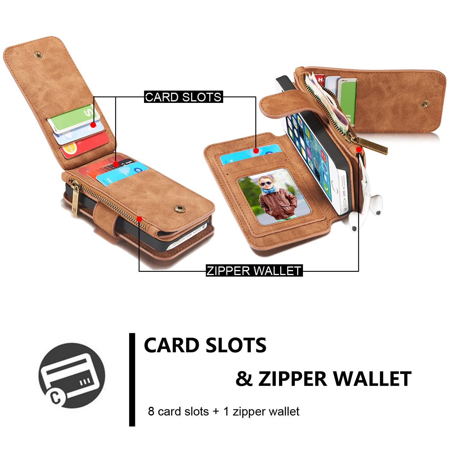 Étui portefeuille multi-cartes Apple iPhone 5/5S/SE, Marron