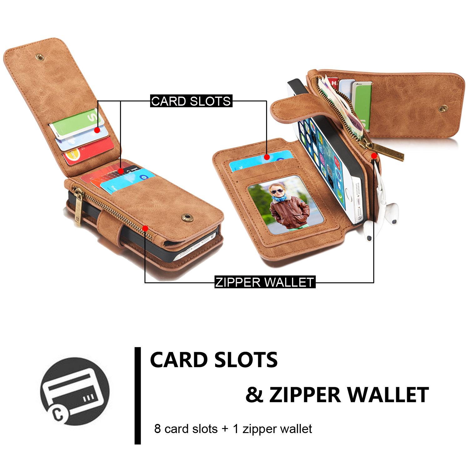 Étui portefeuille multi-cartes iPhone 5/5S/SE Marron