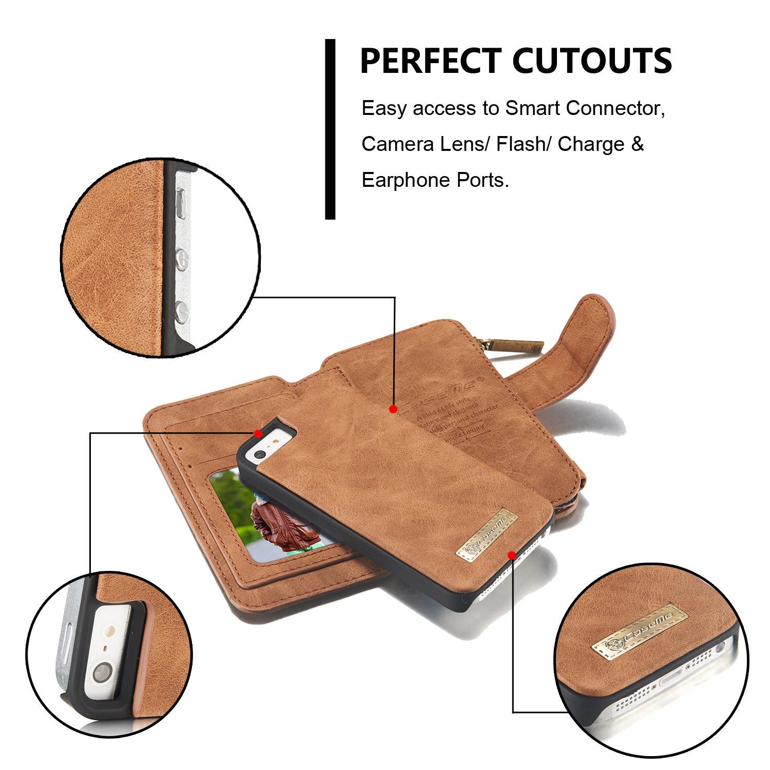 Étui portefeuille multi-cartes Apple iPhone 5/5S/SE, Marron