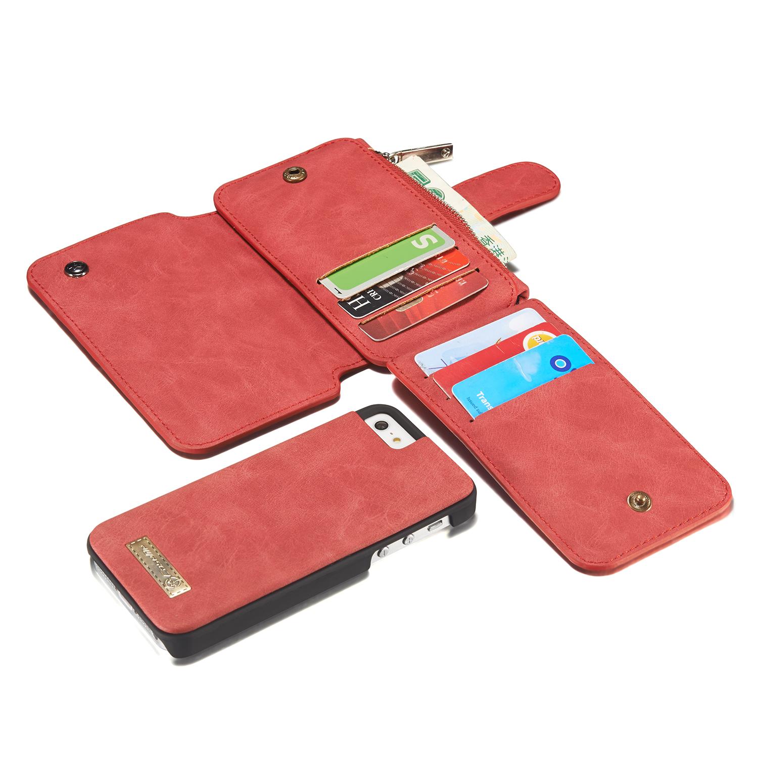 Étui portefeuille multi-cartes iPhone 5/5S/SE Rouge