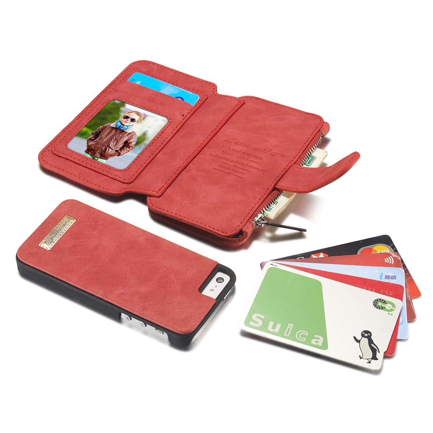 Étui portefeuille multi-cartes iPhone 5/5S/SE Rouge