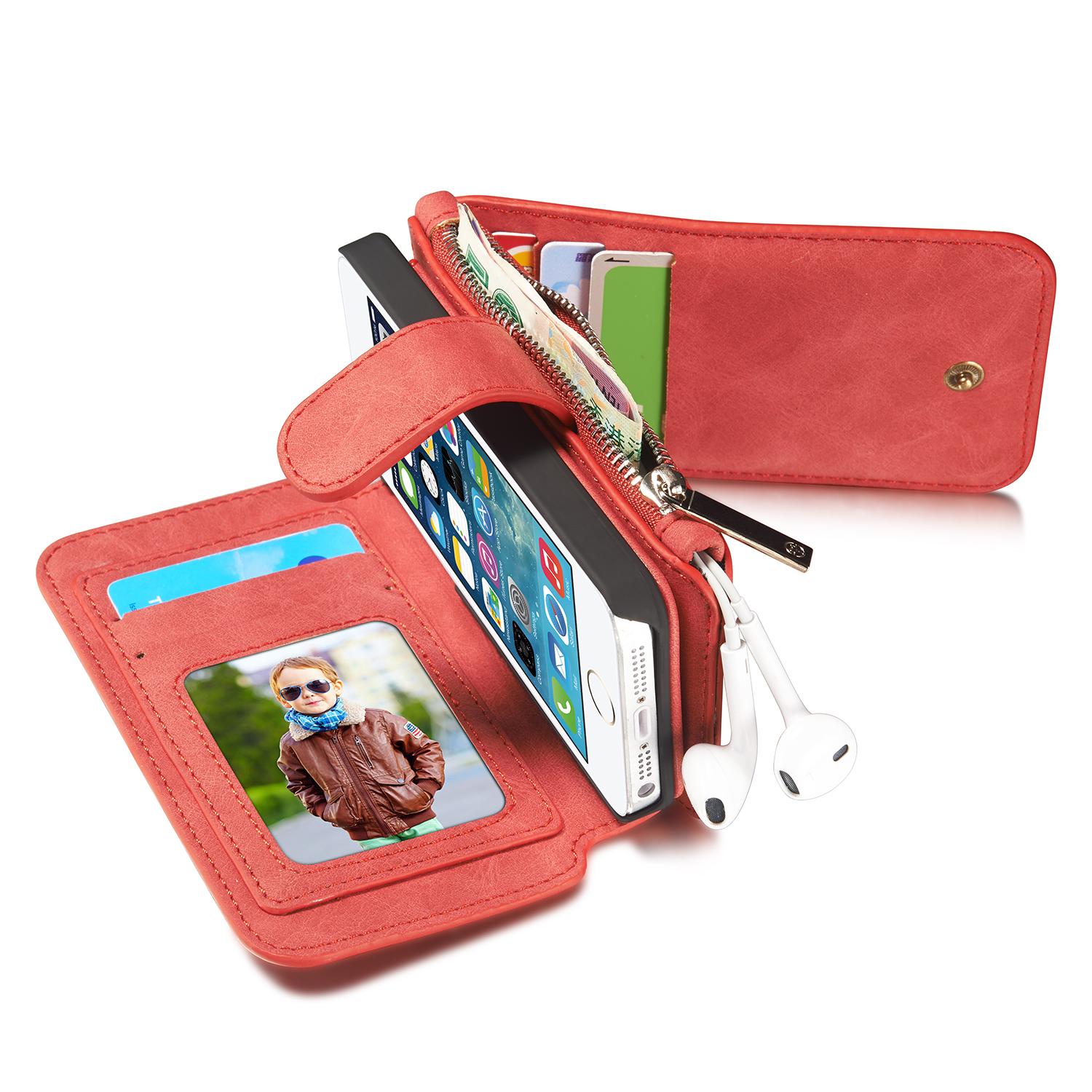 Étui portefeuille multi-cartes iPhone 5/5S/SE Rouge