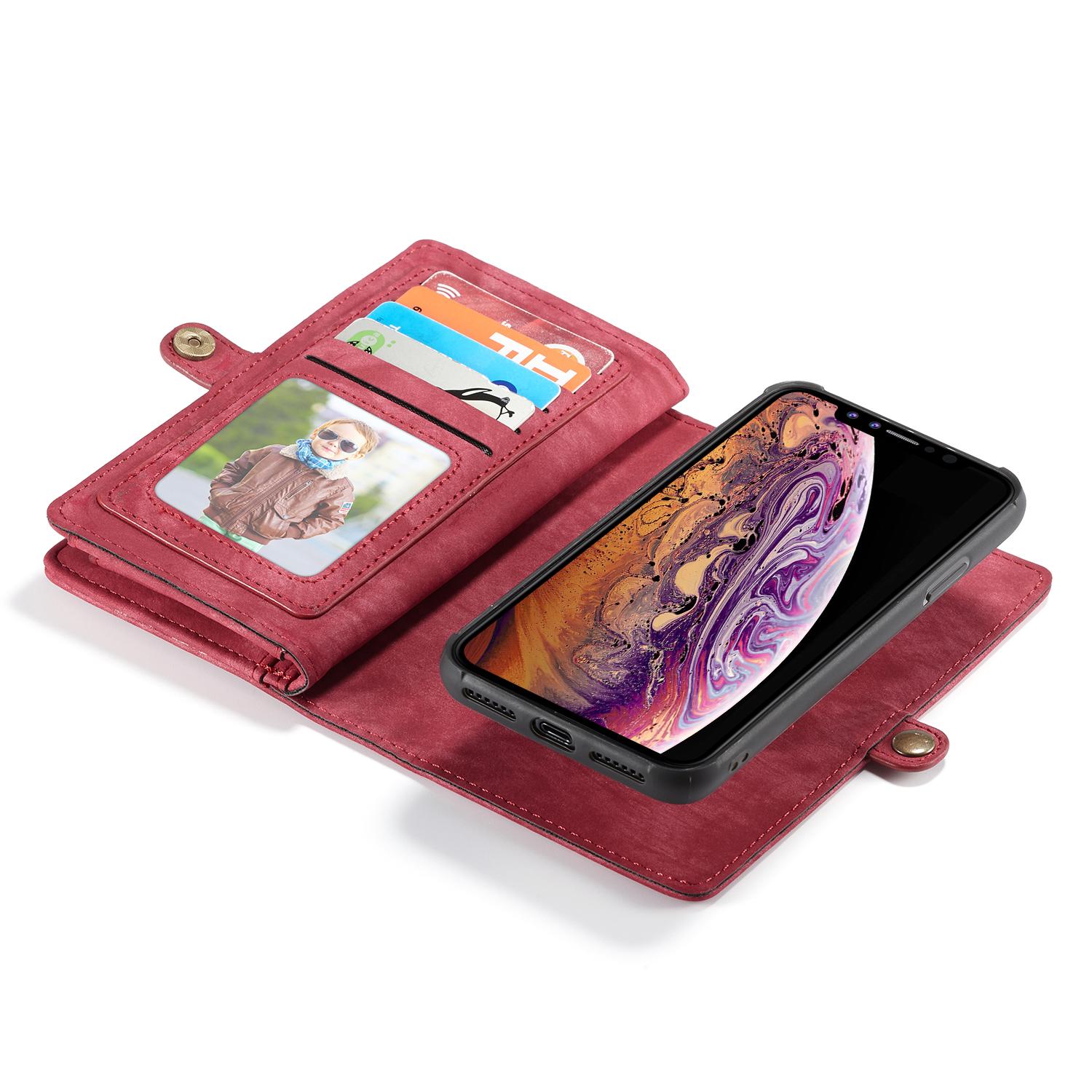 Étui portefeuille multi-cartes iPhone Xs Max Rouge