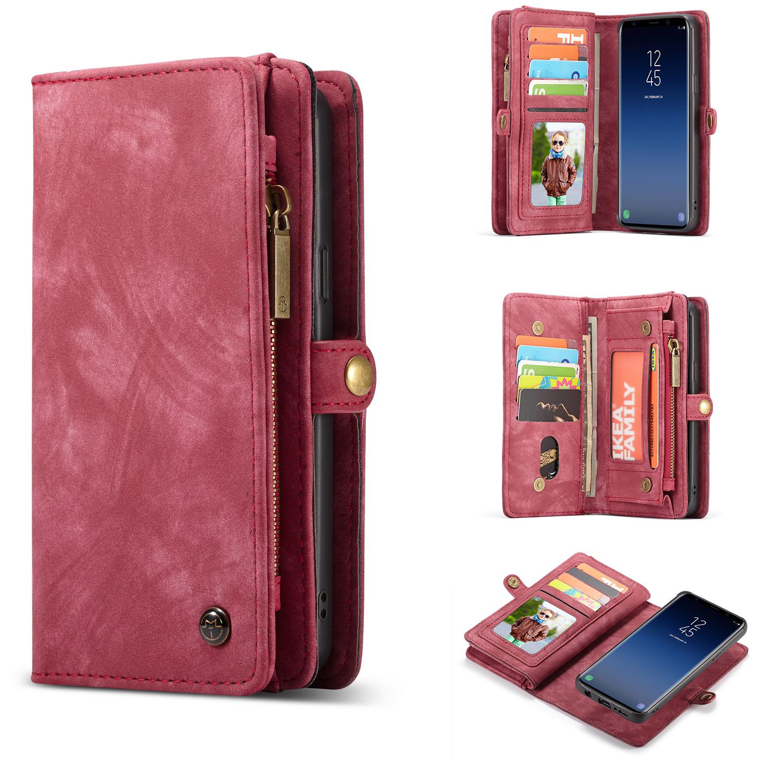 Étui portefeuille multi-cartes Samsung Galaxy S9 Rouge